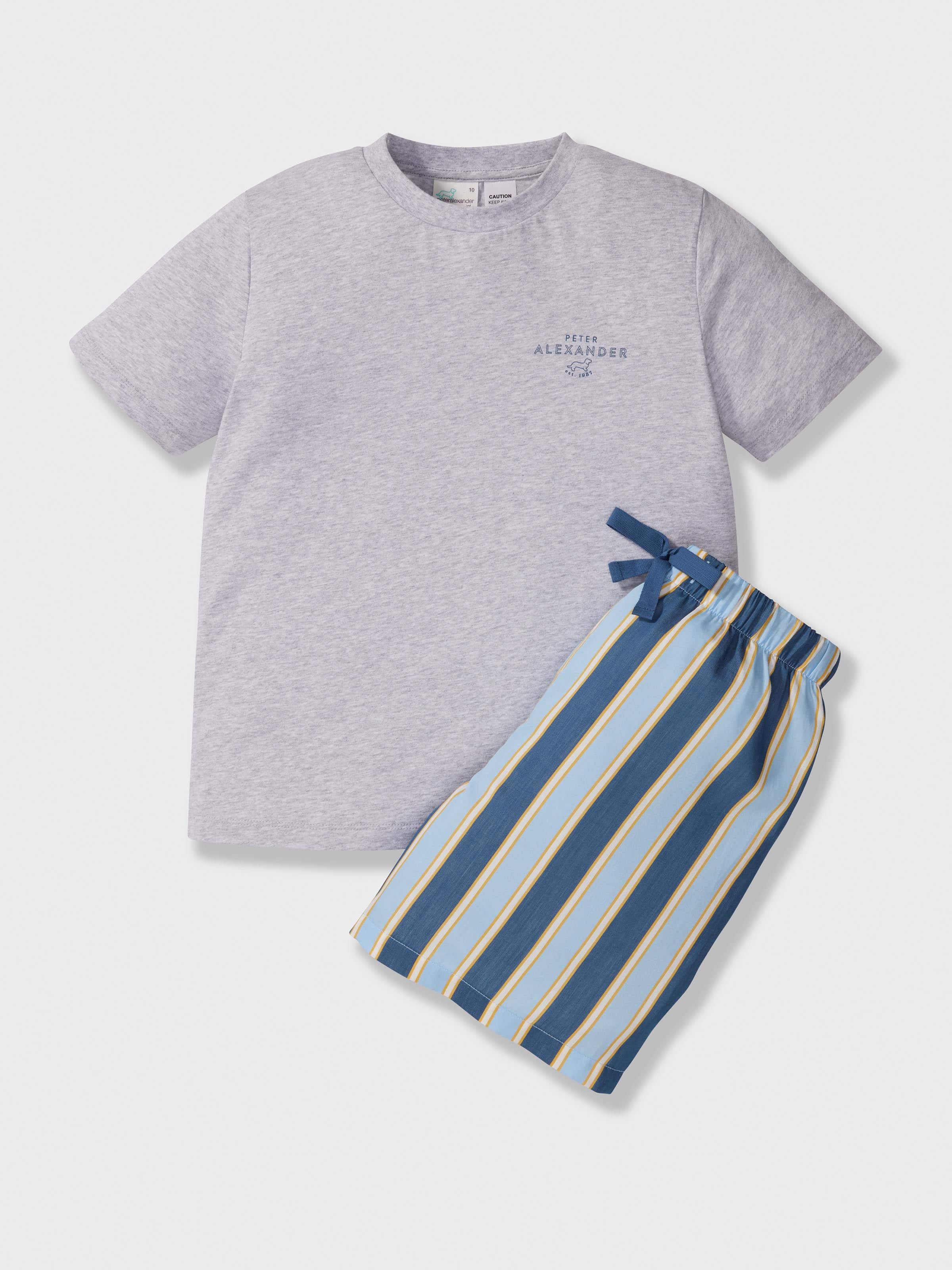 Boys Blue Stripes Short Pj Set