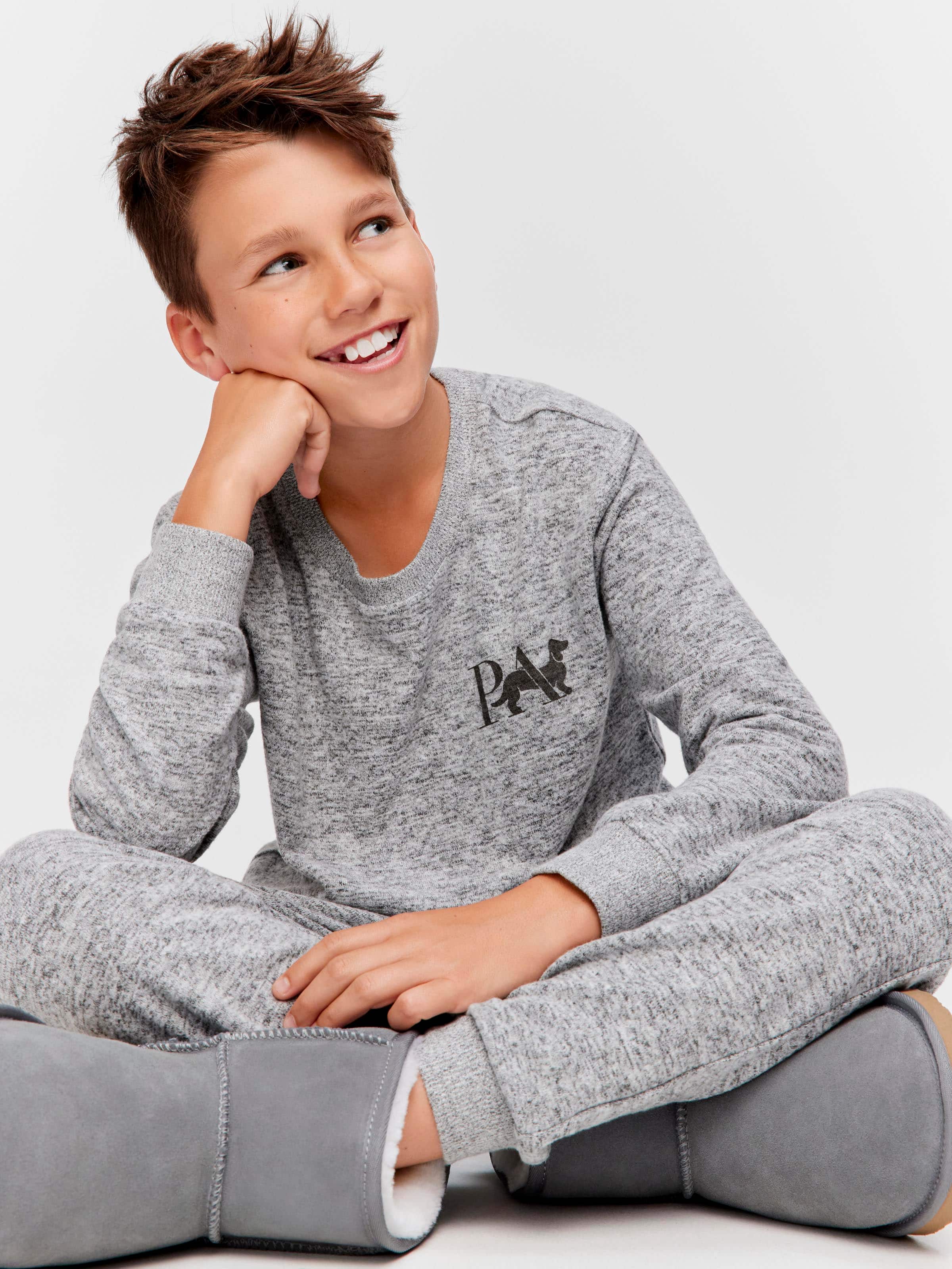 Image for Boys Fuzzy Grey Pj Set from Peter Alexander