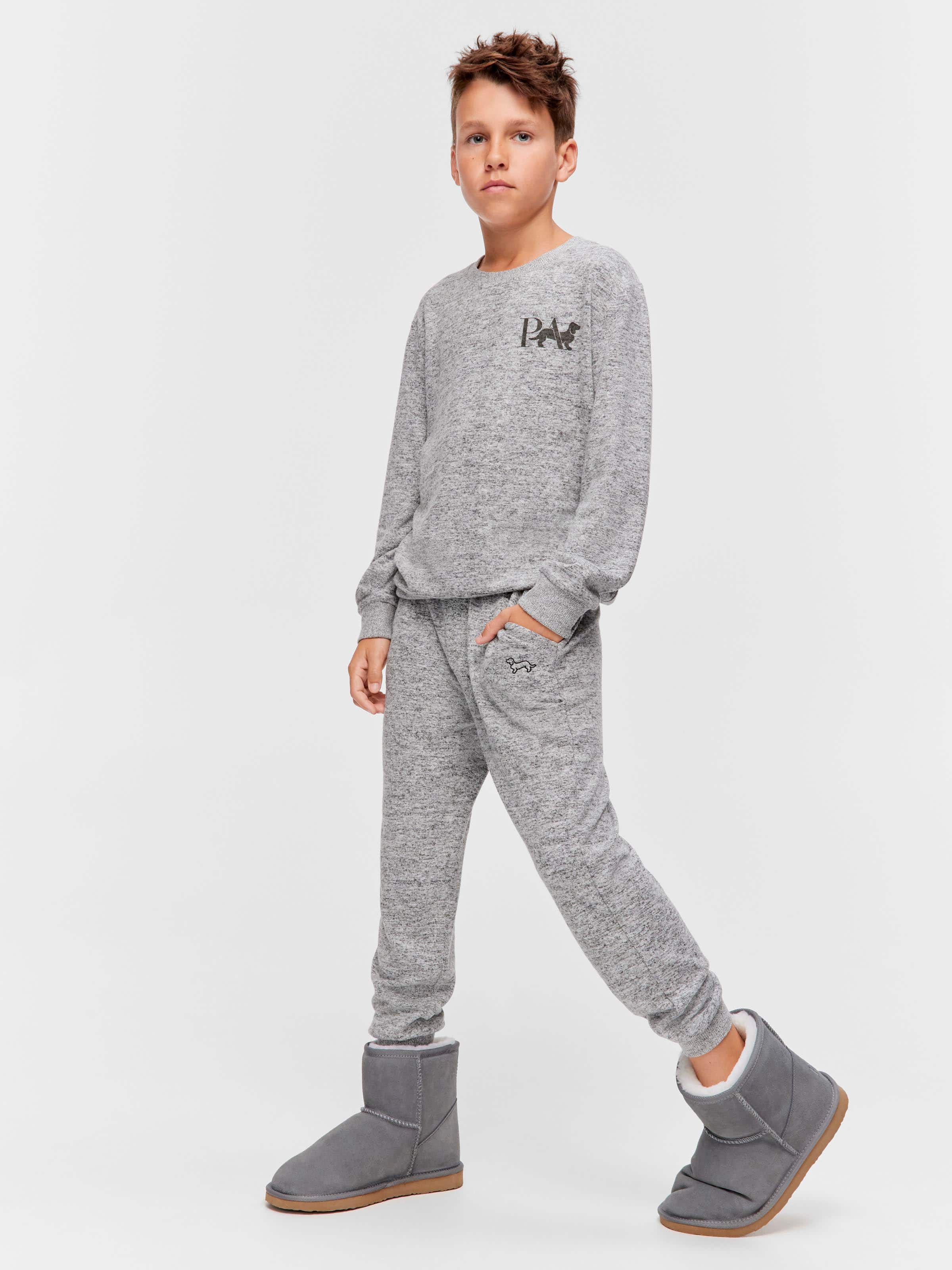 Image for Boys Fuzzy Grey Pj Set from Peter Alexander