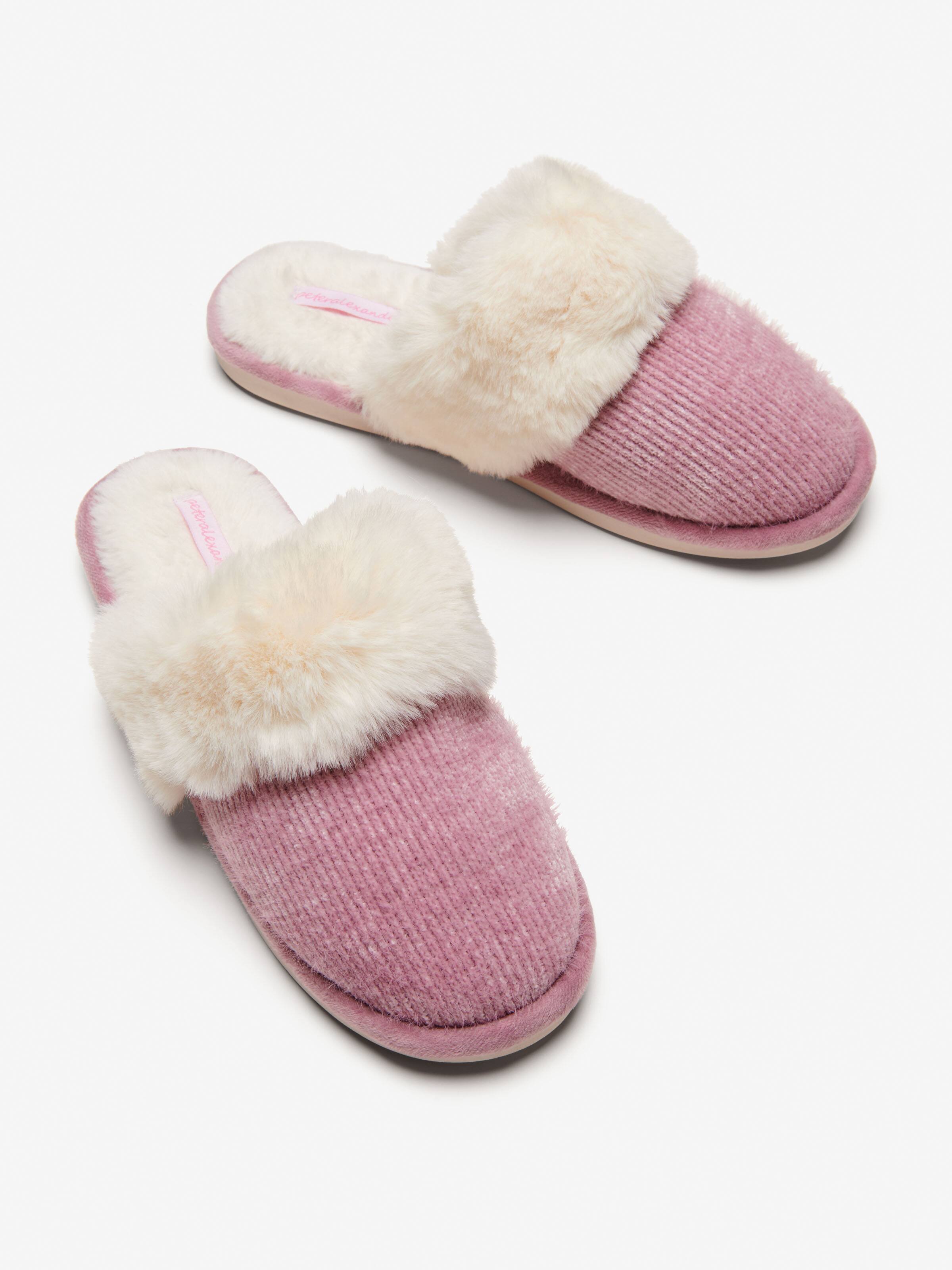 Rib Knit Fur Scuff