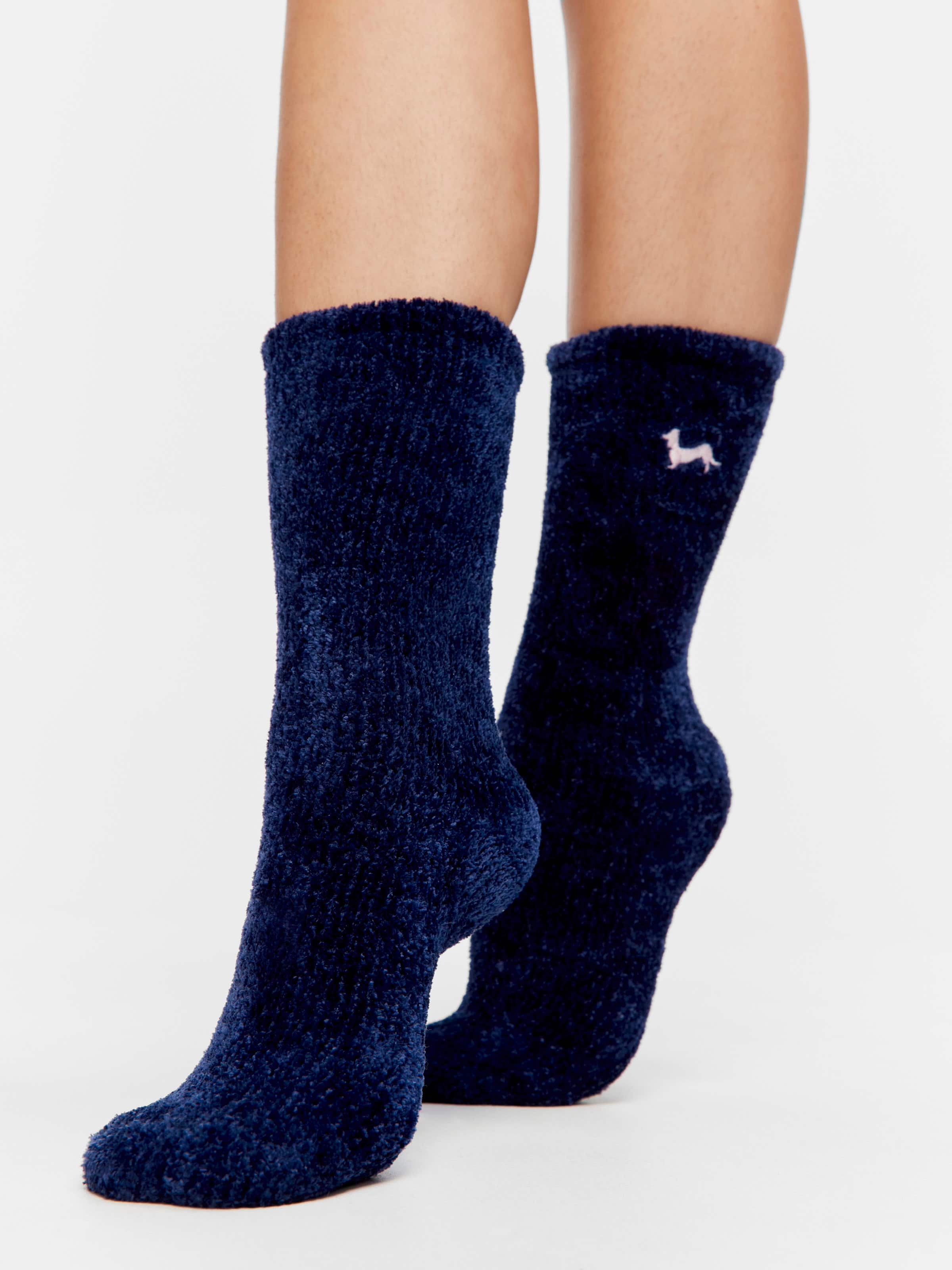 Image for Soft Chenille Navy Mid Sock from Peter Alexander