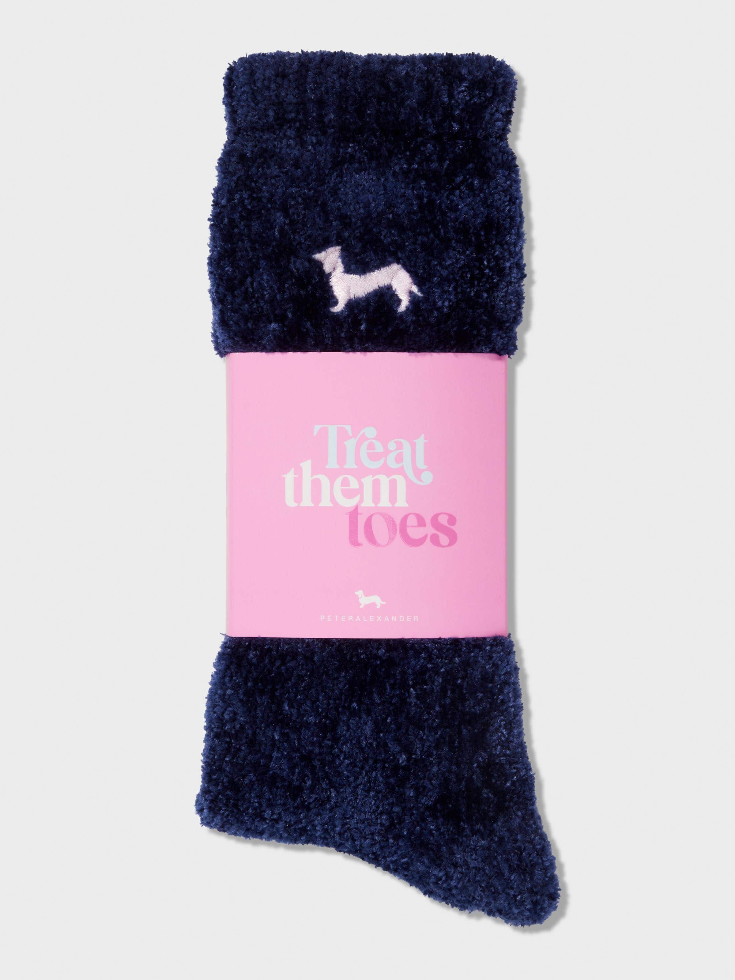 Image for Soft Chenille Navy Mid Sock from Peter Alexander