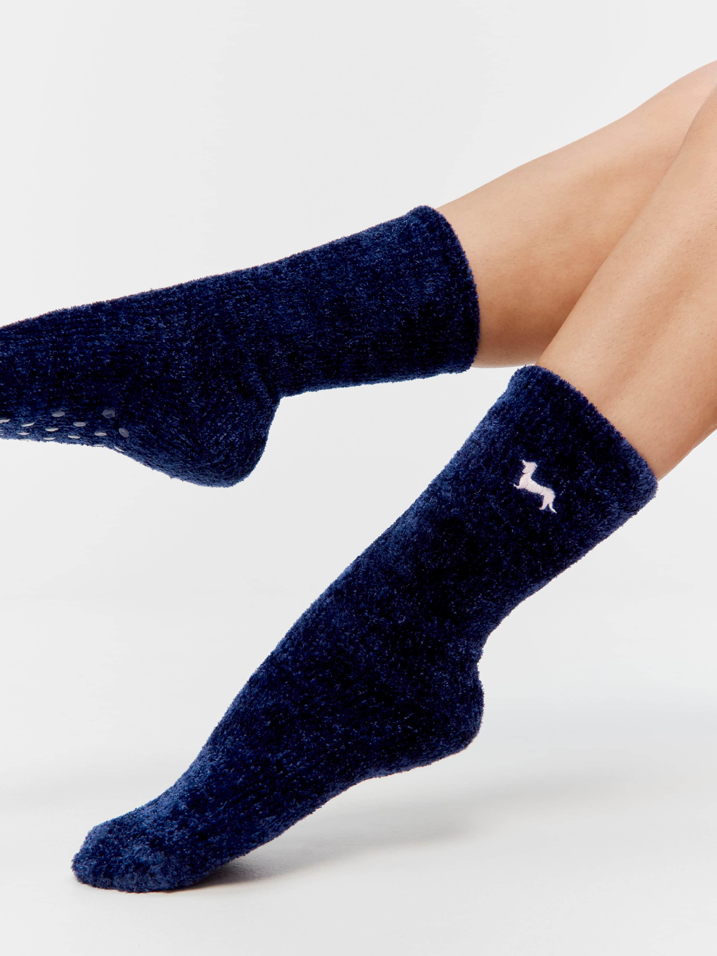 Image for Soft Chenille Navy Mid Sock from Peter Alexander