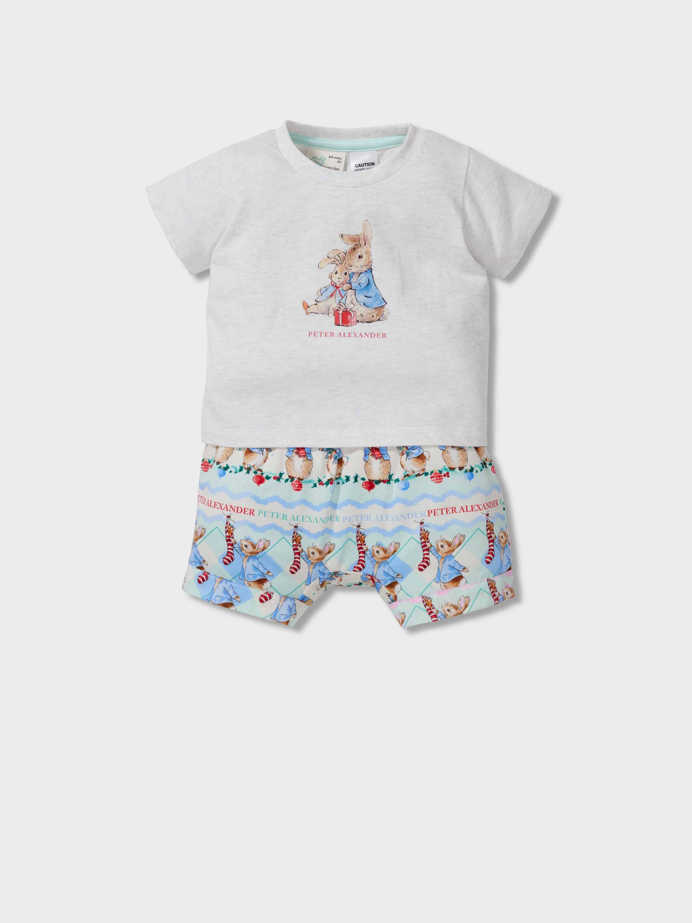Baby Boy Peter Rabbit Christmas 100% Cotton Short Pj Set