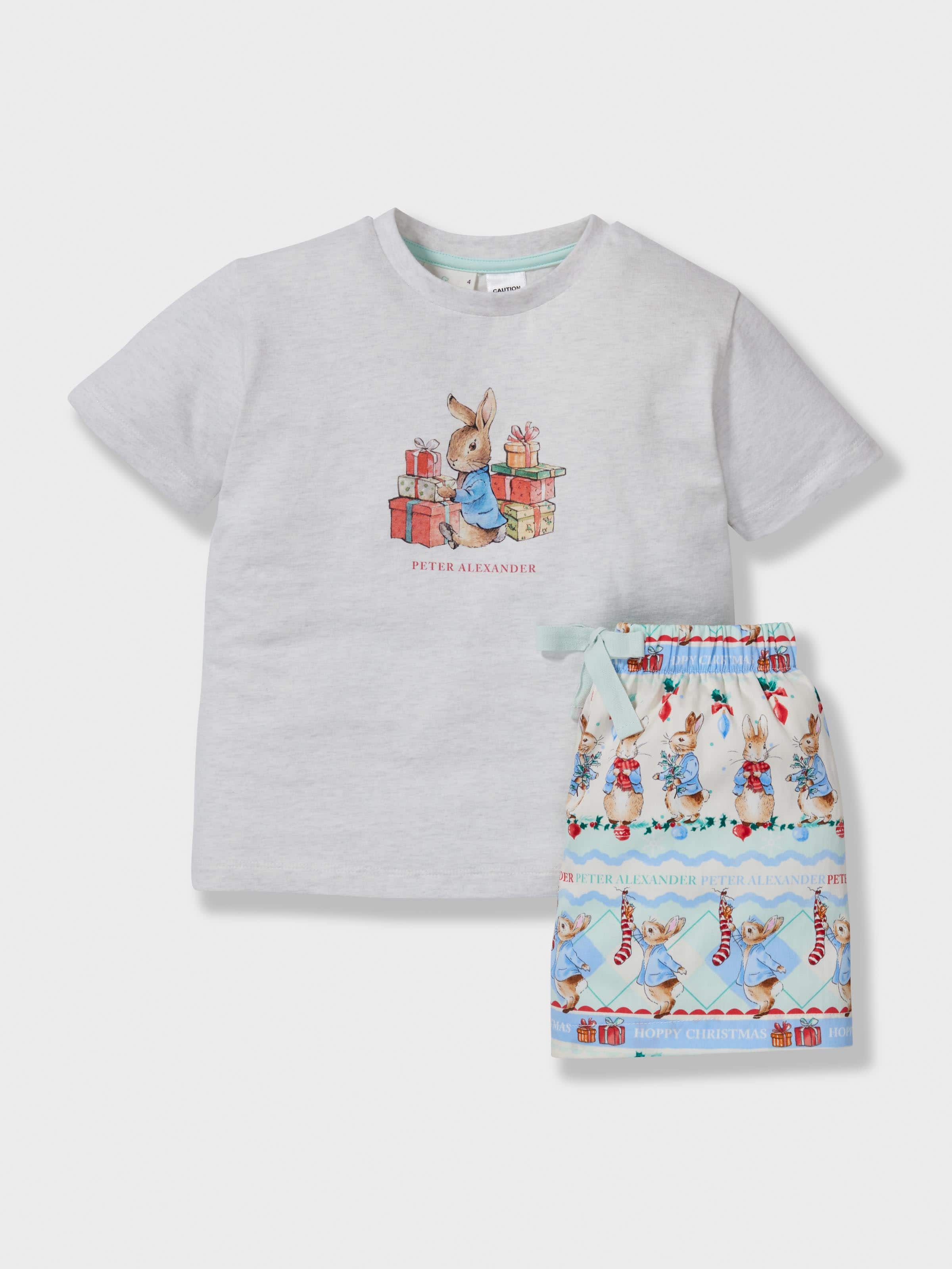 Jnr Boys Peter Rabbit Christmas 100% Cotton Short Pj Set
