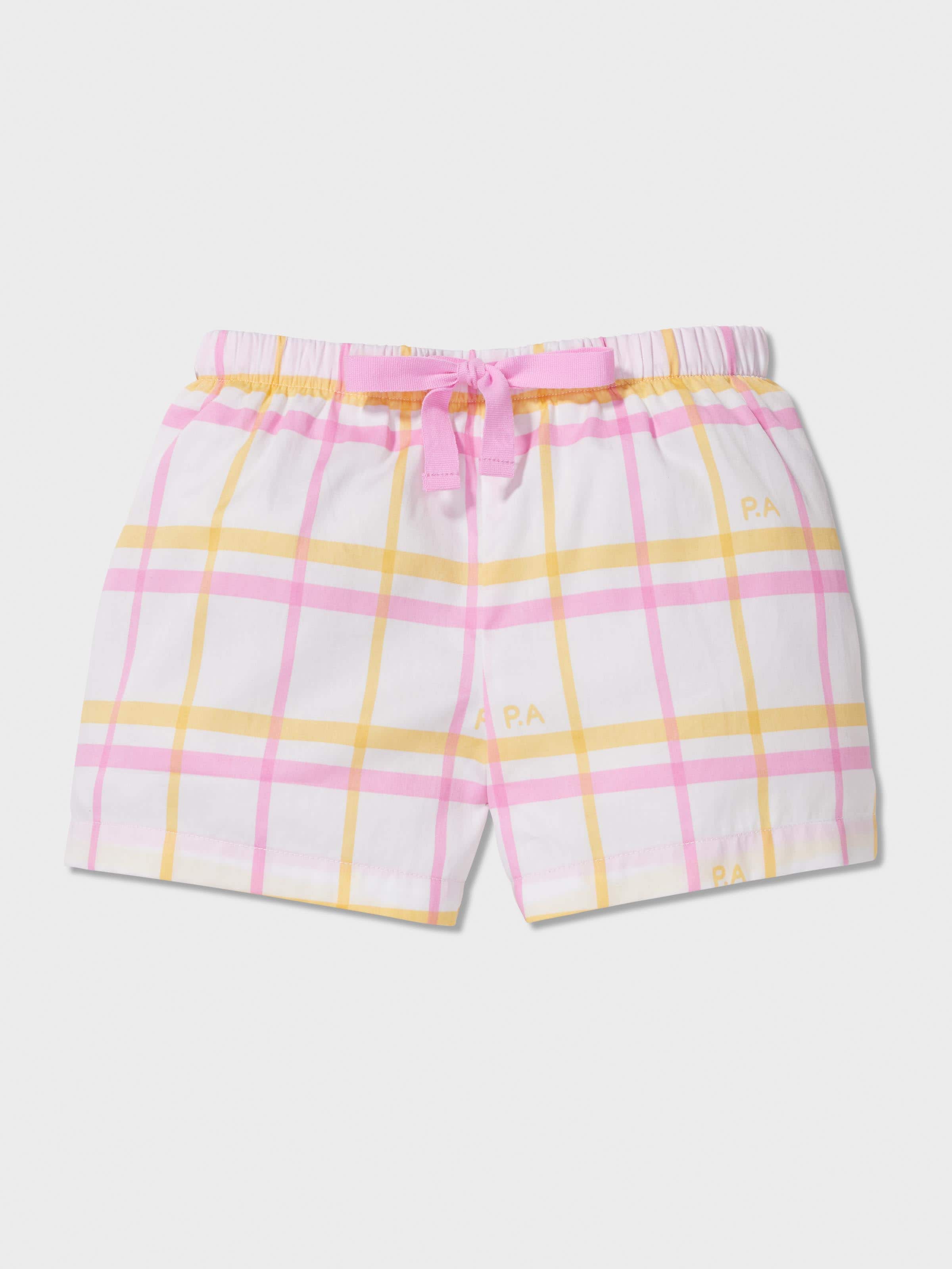Girls Pink Check Pj Set