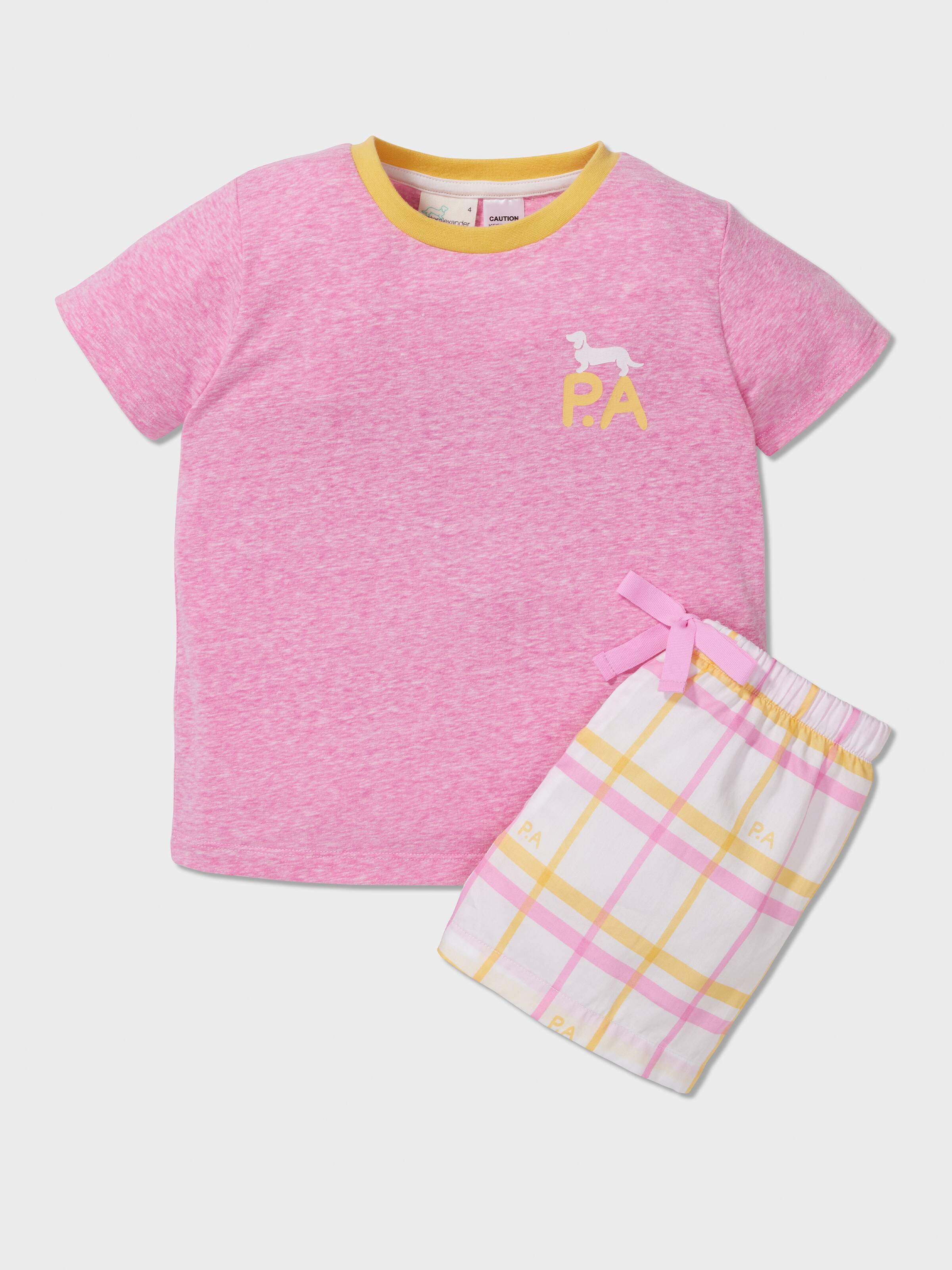 Image for Girls Pink Check Pj Set from Peter Alexander