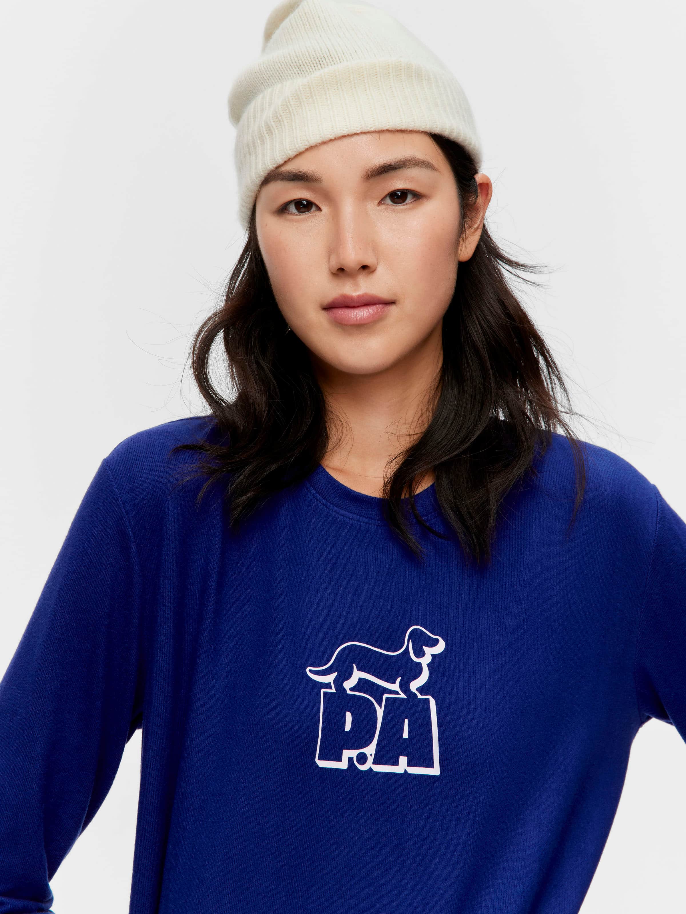 Navy Plush Block Logo Sweater