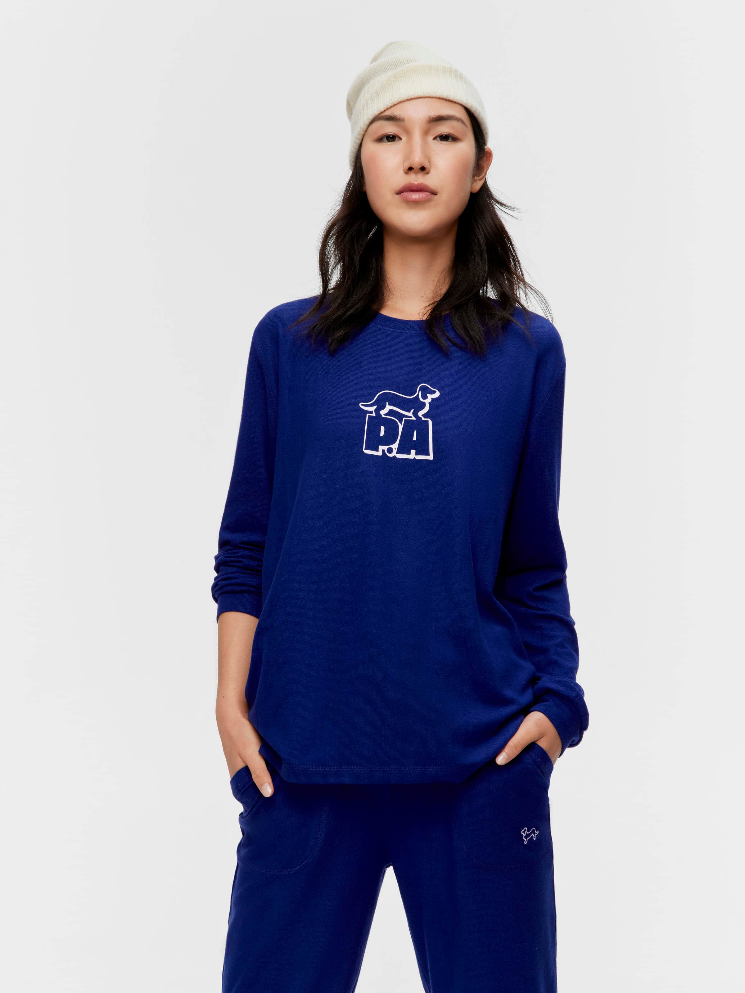 Navy Plush Block Logo Sweater