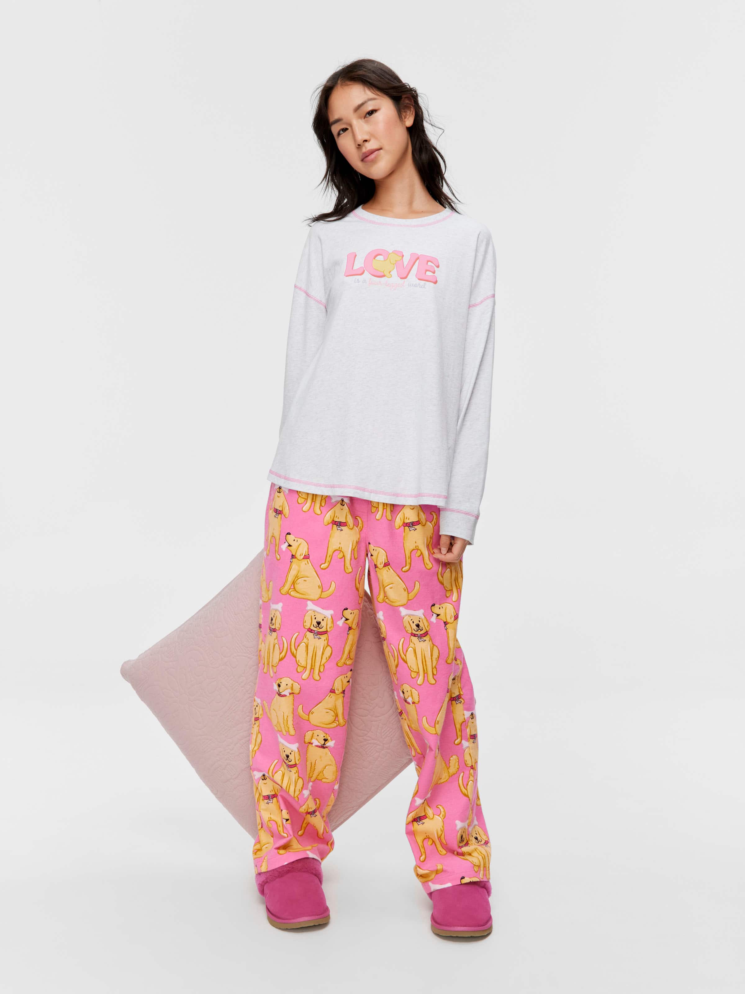 Image for Love Is A 4 Legged Word Oversized Long Sleeve Top from Peter Alexander