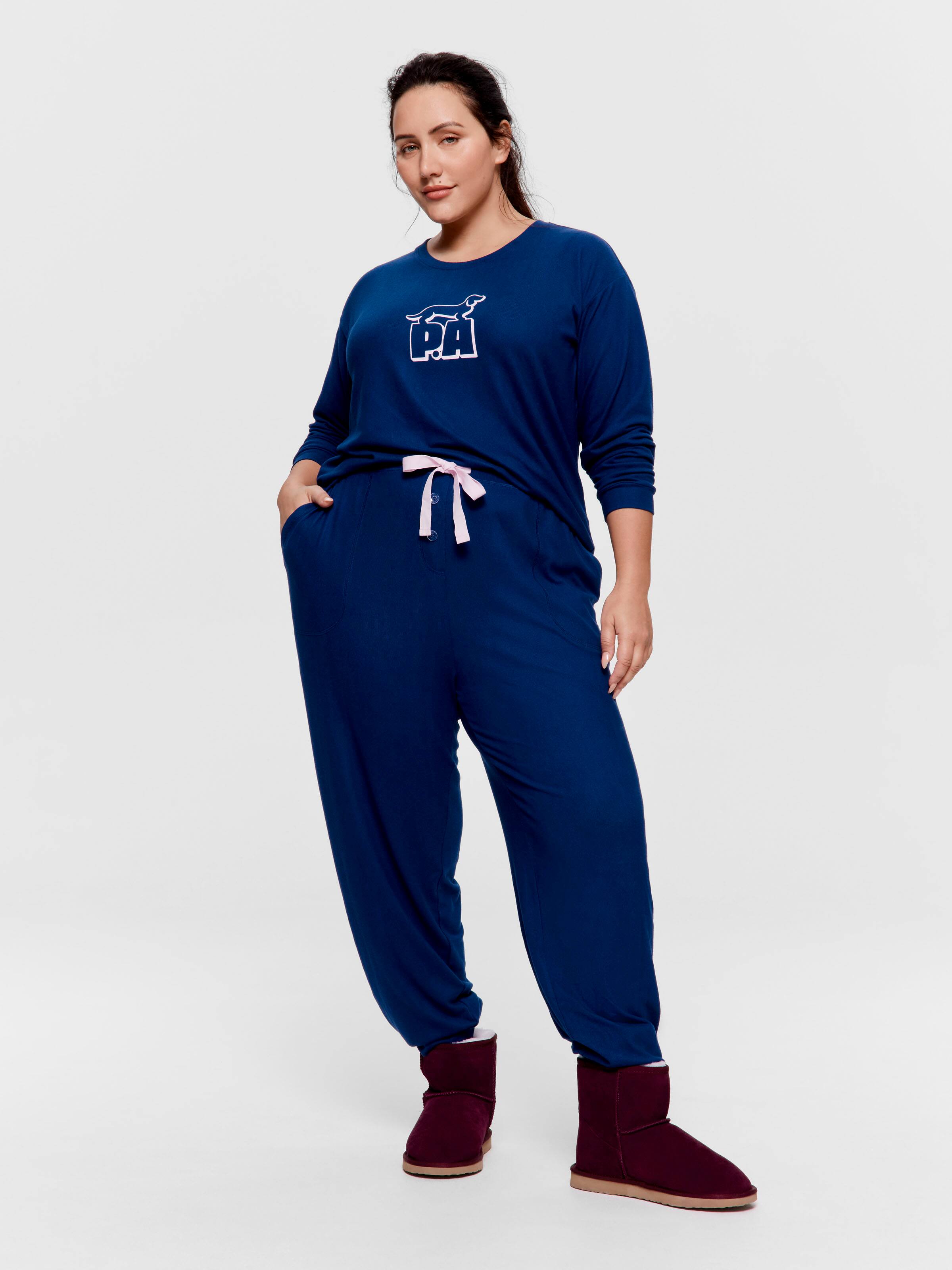 P.A. Plus Navy Plush Easy Pj Pant