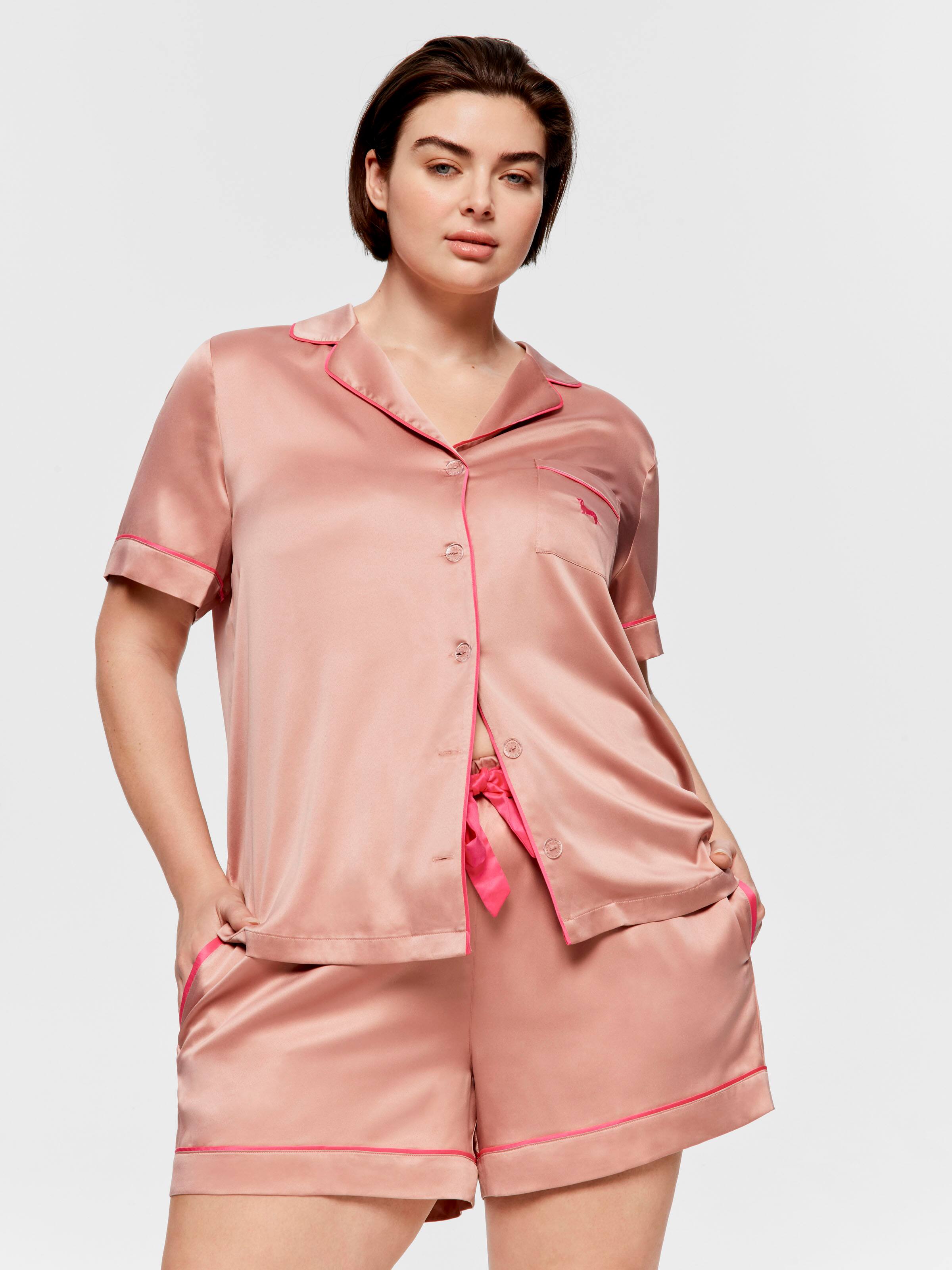 Image for P.A. Plus Nougat Chic Satin Shortie Pj Set from Peter Alexander