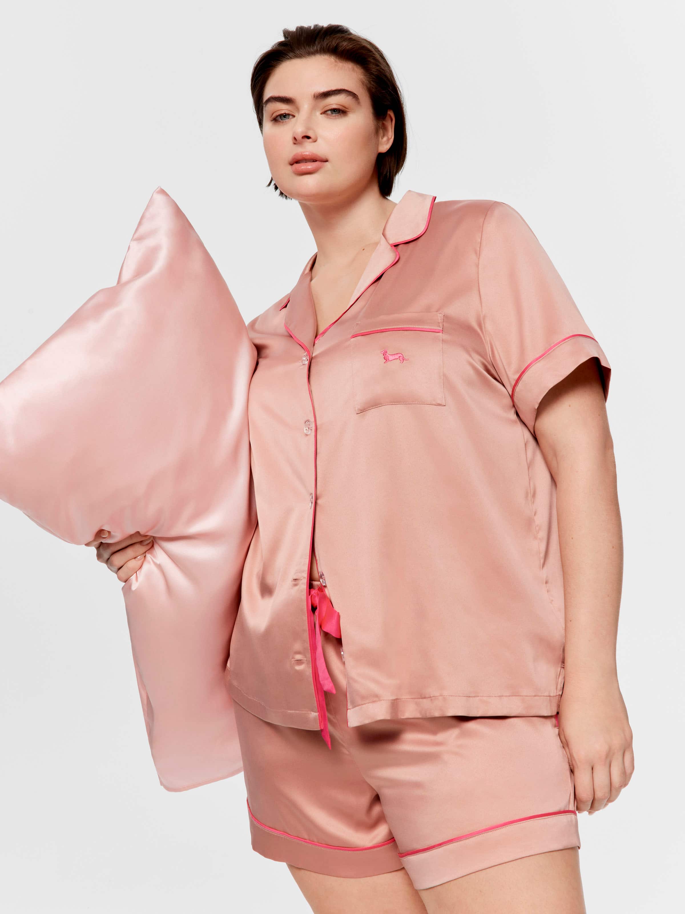 Image for P.A. Plus Nougat Chic Satin Shortie Pj Set from Peter Alexander