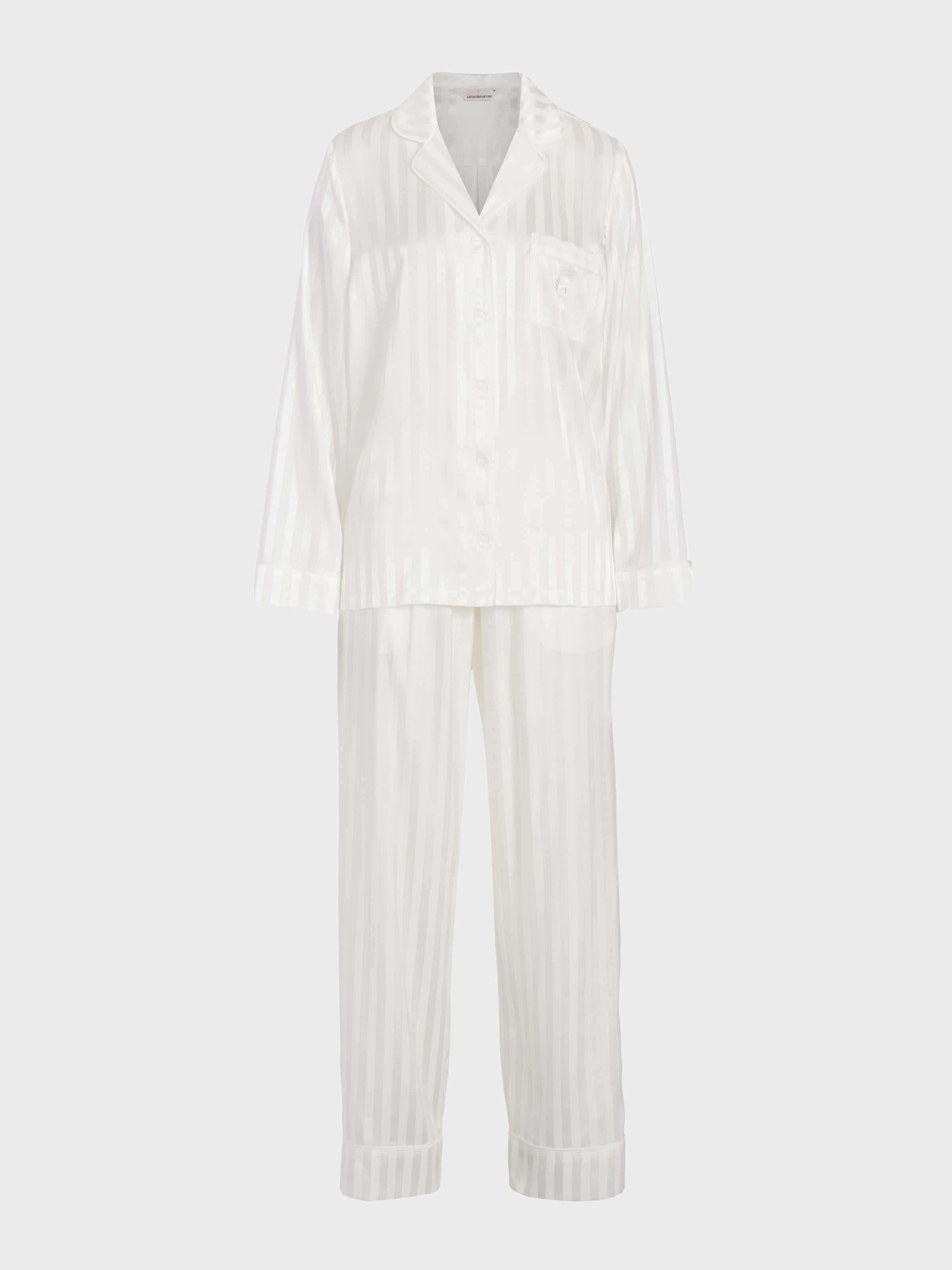 Image for White Stripe Chic Satin Long Sleeve Pj Set from Peter Alexander