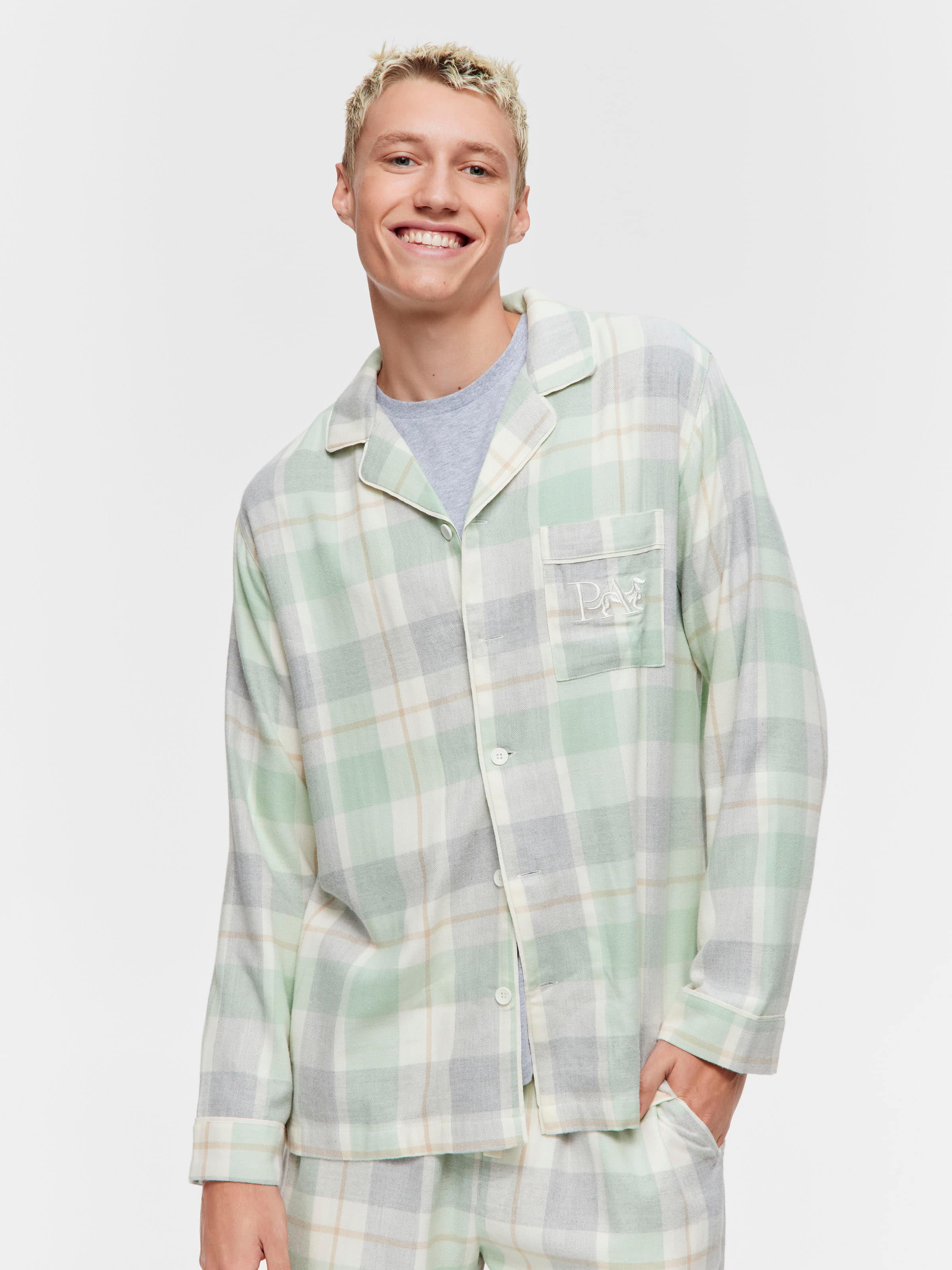 Image for Mint Check Bamboo Flannelette Long Sleeve Pj Set from Peter Alexander