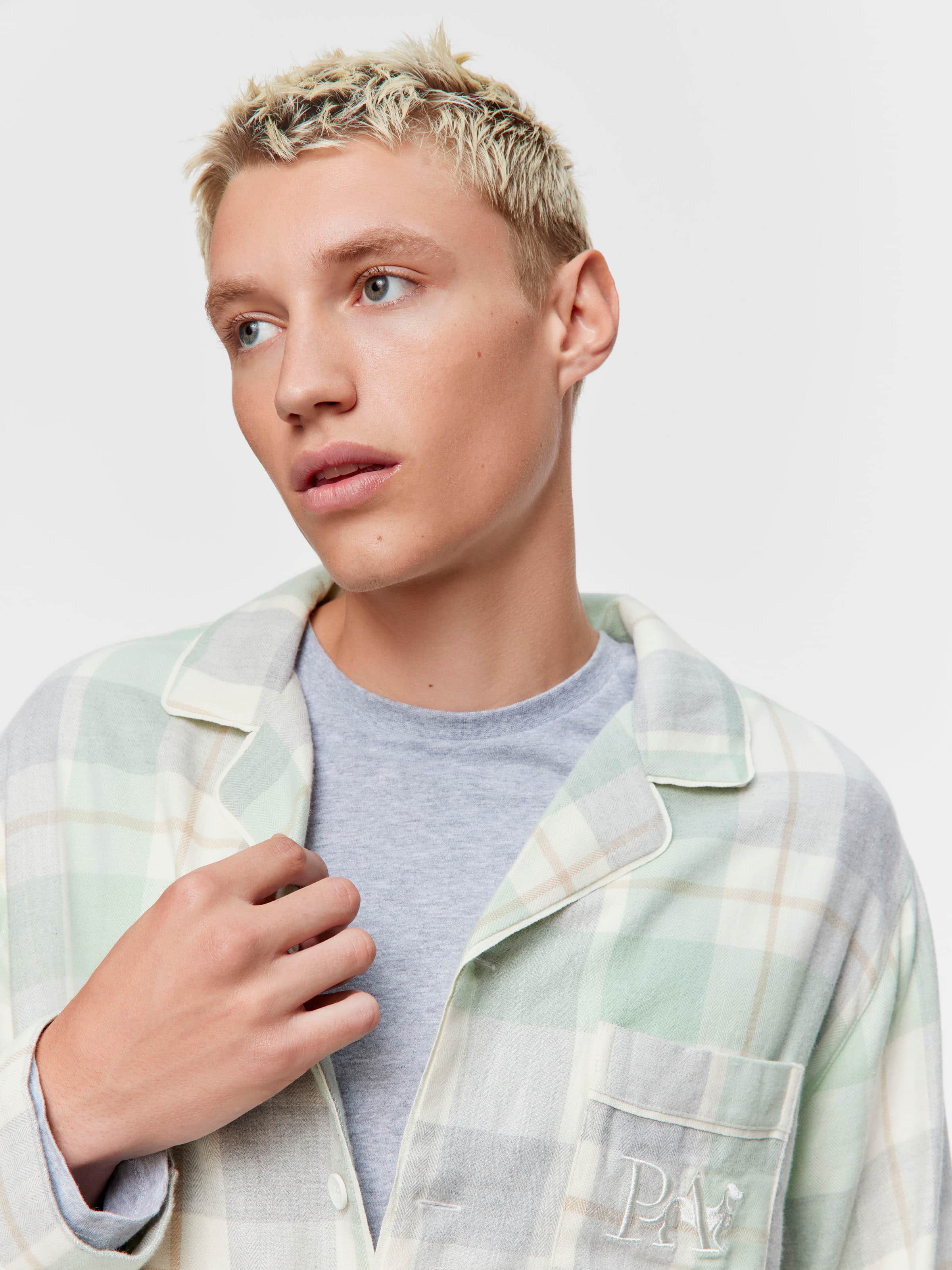 Image for Mint Check Bamboo Flannelette Long Sleeve Pj Set from Peter Alexander