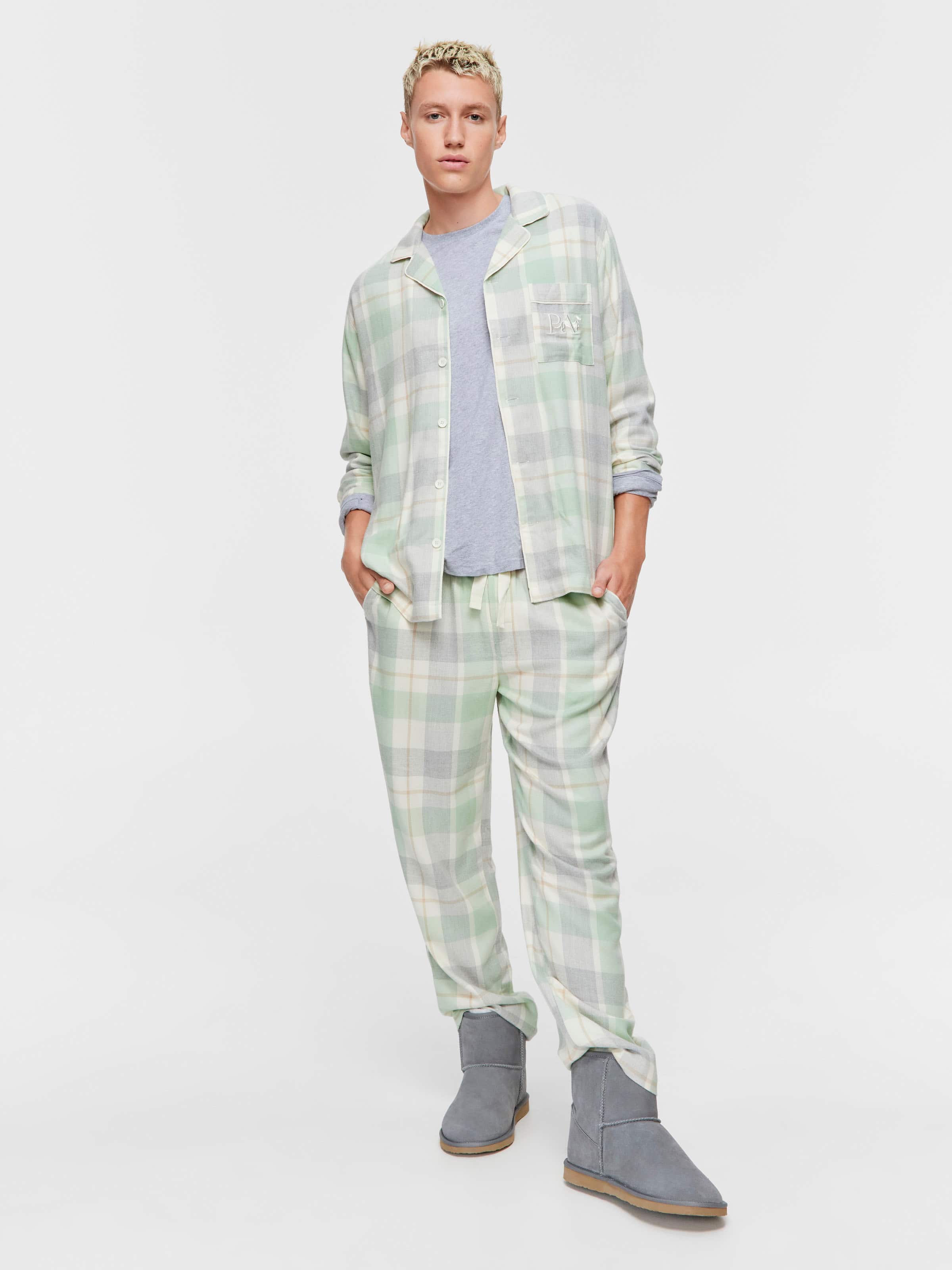 Image for Mint Check Bamboo Flannelette Long Sleeve Pj Set from Peter Alexander
