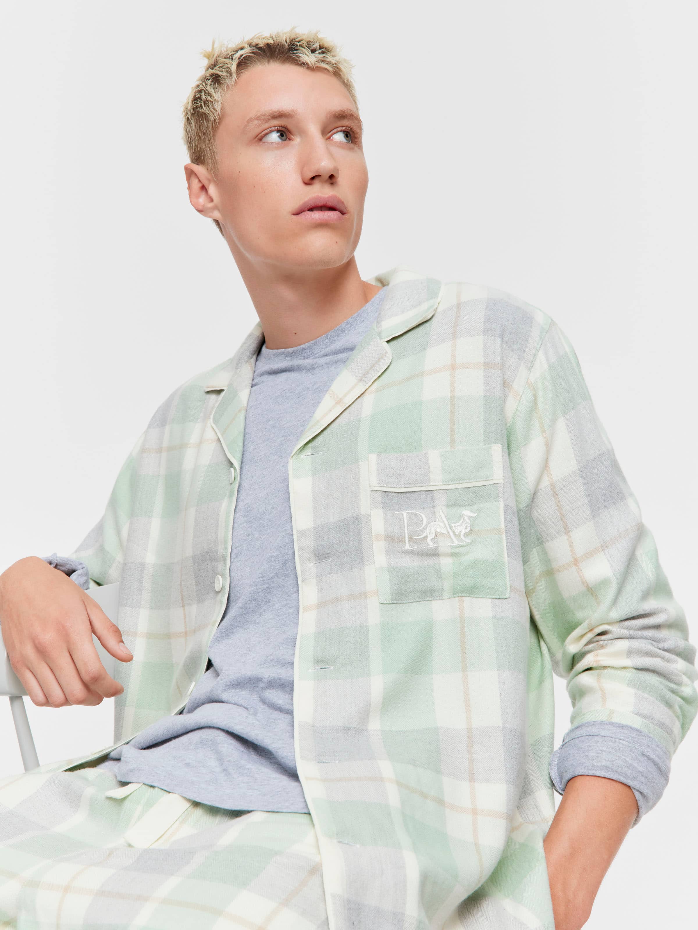 Image for Mint Check Bamboo Flannelette Long Sleeve Pj Set from Peter Alexander