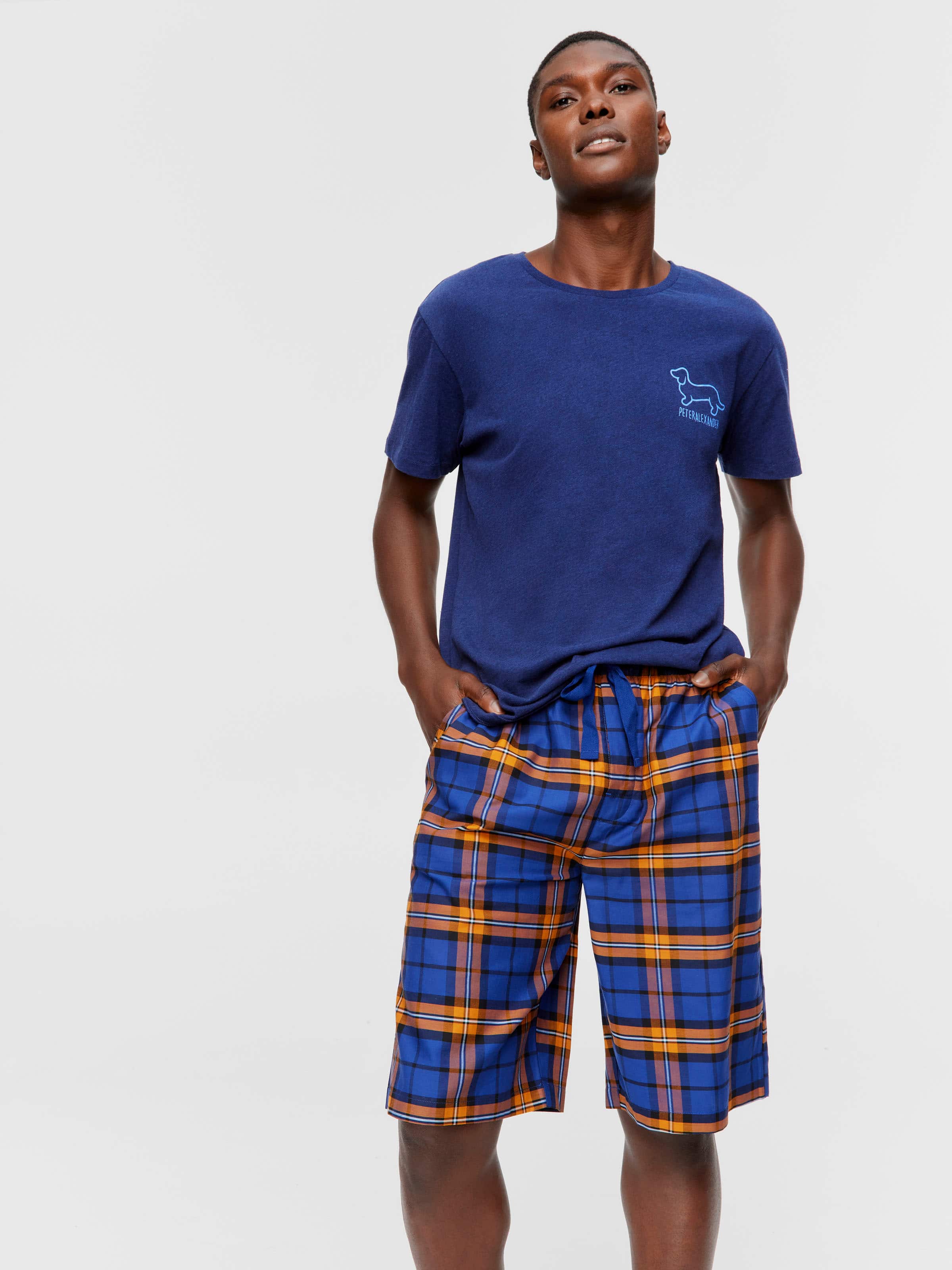 Image for Navy Check Long Short from Peter Alexander
