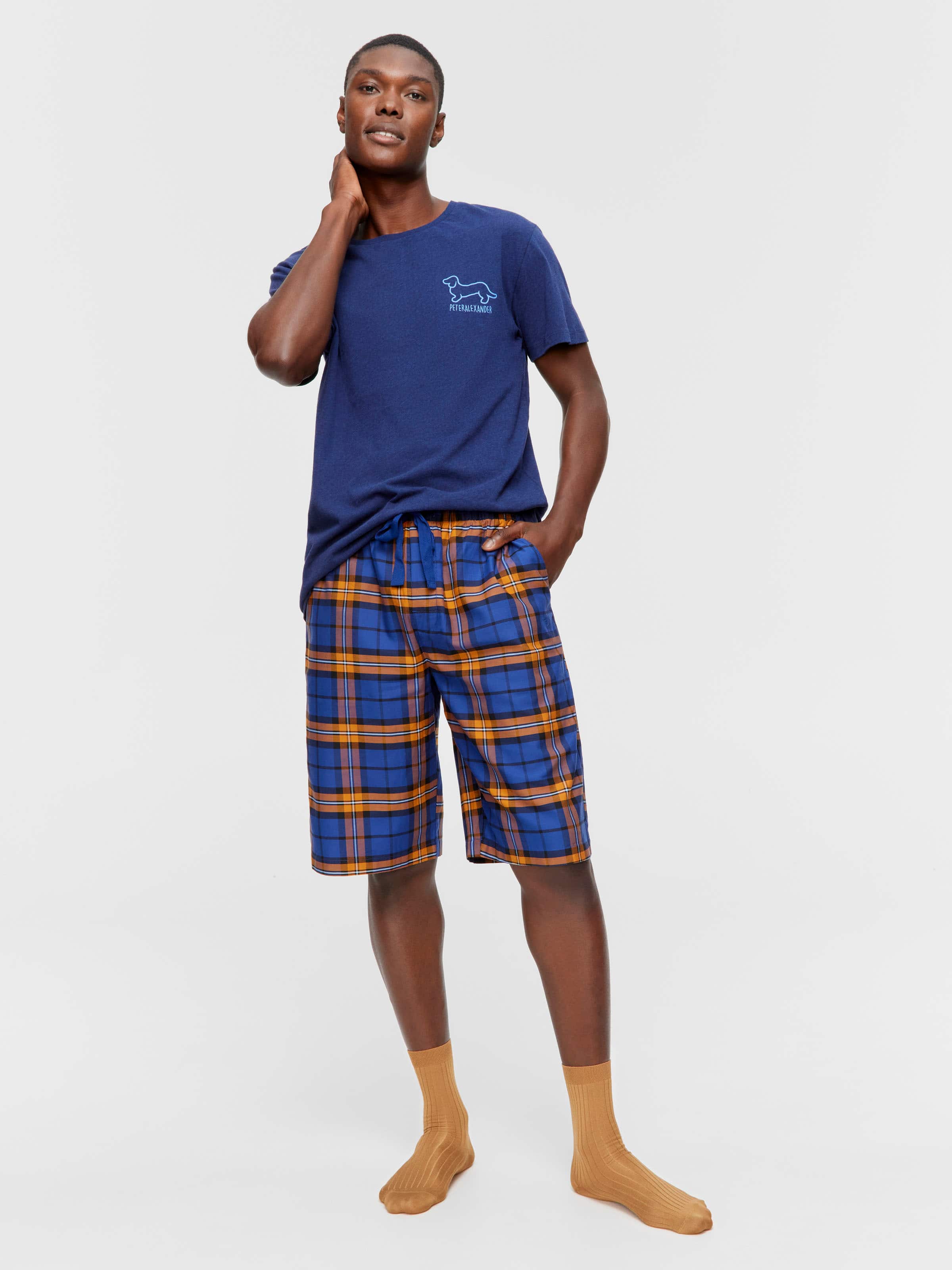 Image for Navy Check Long Short from Peter Alexander