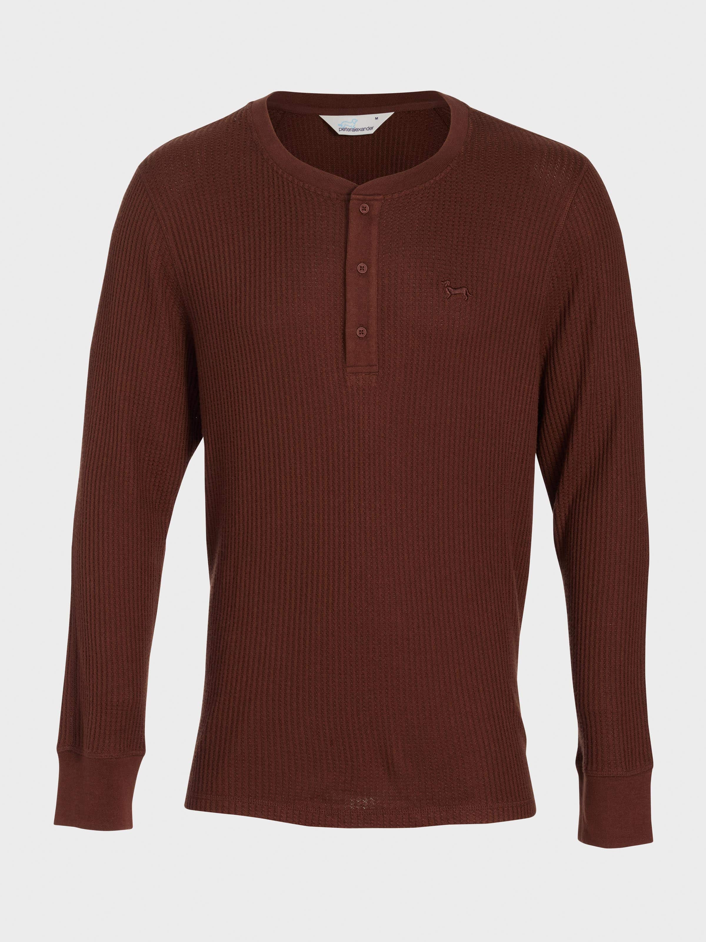 Image for Chocolate Brown Waffle Henley from Peter Alexander