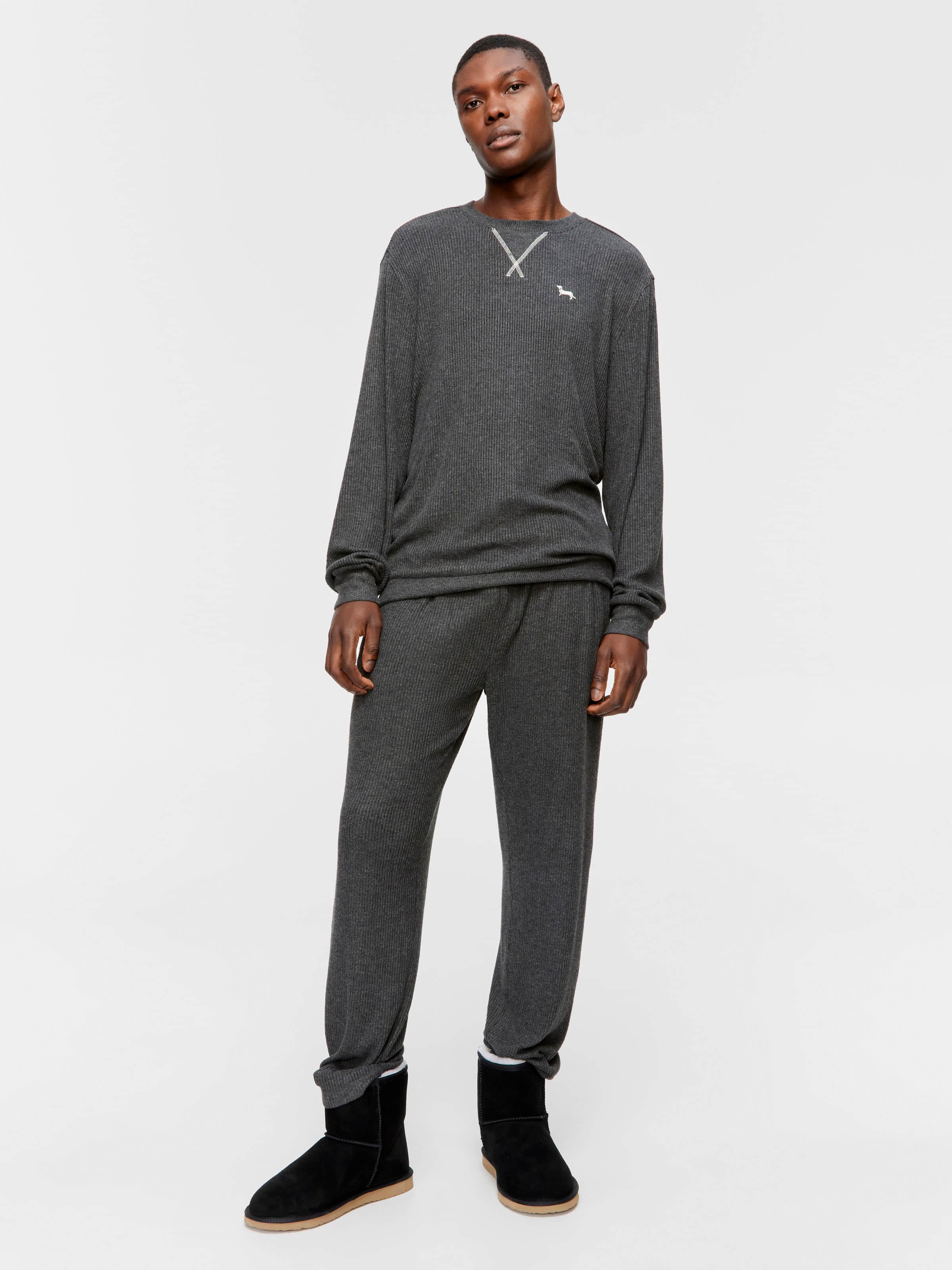 Image for Charcoal Brushed Rib Sweater from Peter Alexander