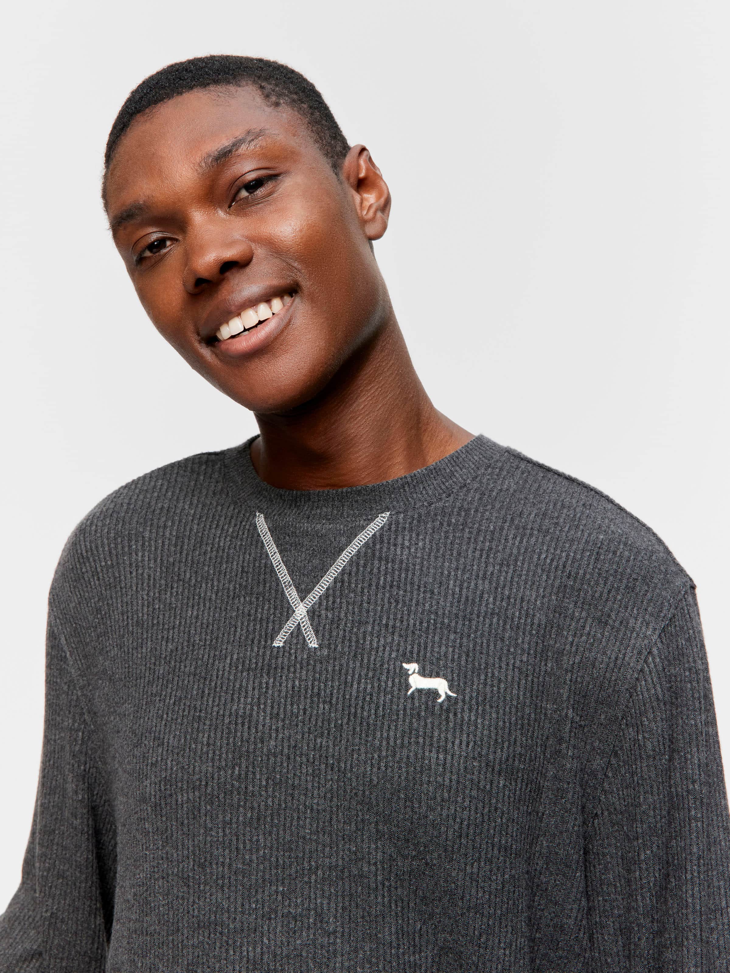 Image for Charcoal Brushed Rib Sweater from Peter Alexander