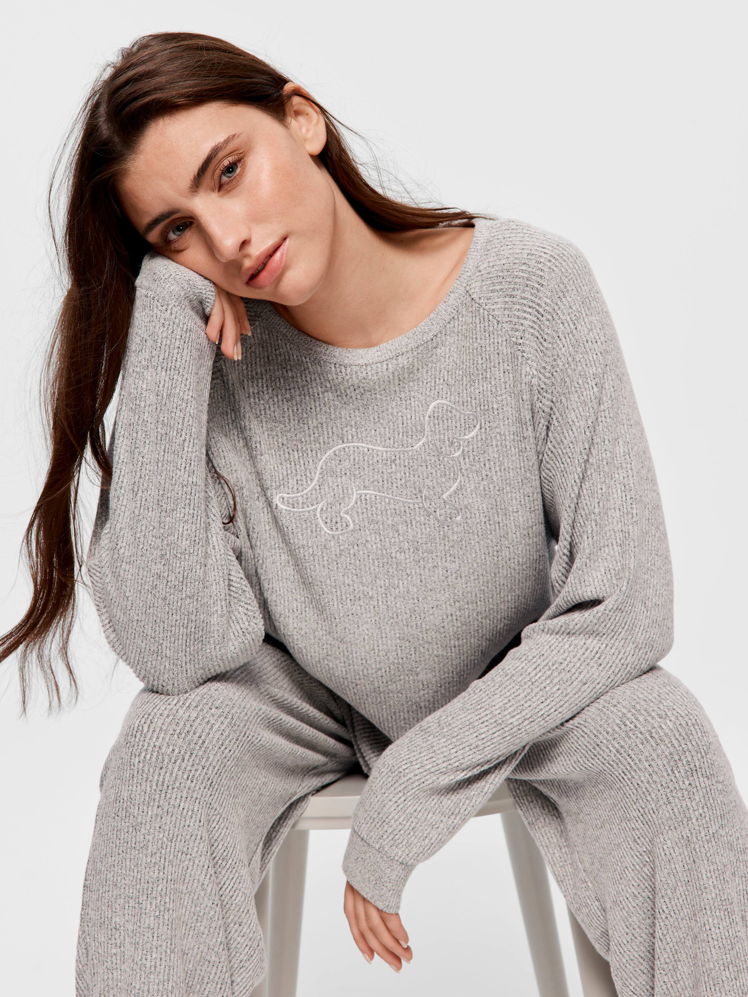 Brushed Rib Straight Leg Pj Pant