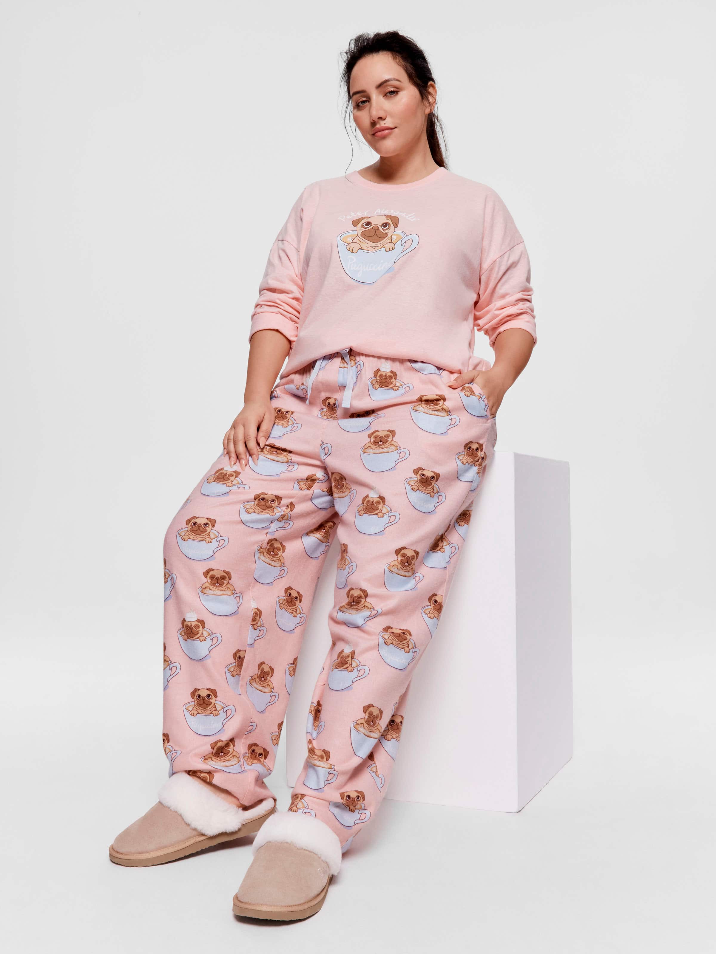 P.A. Plus Pug In A Mug Long Pj Set