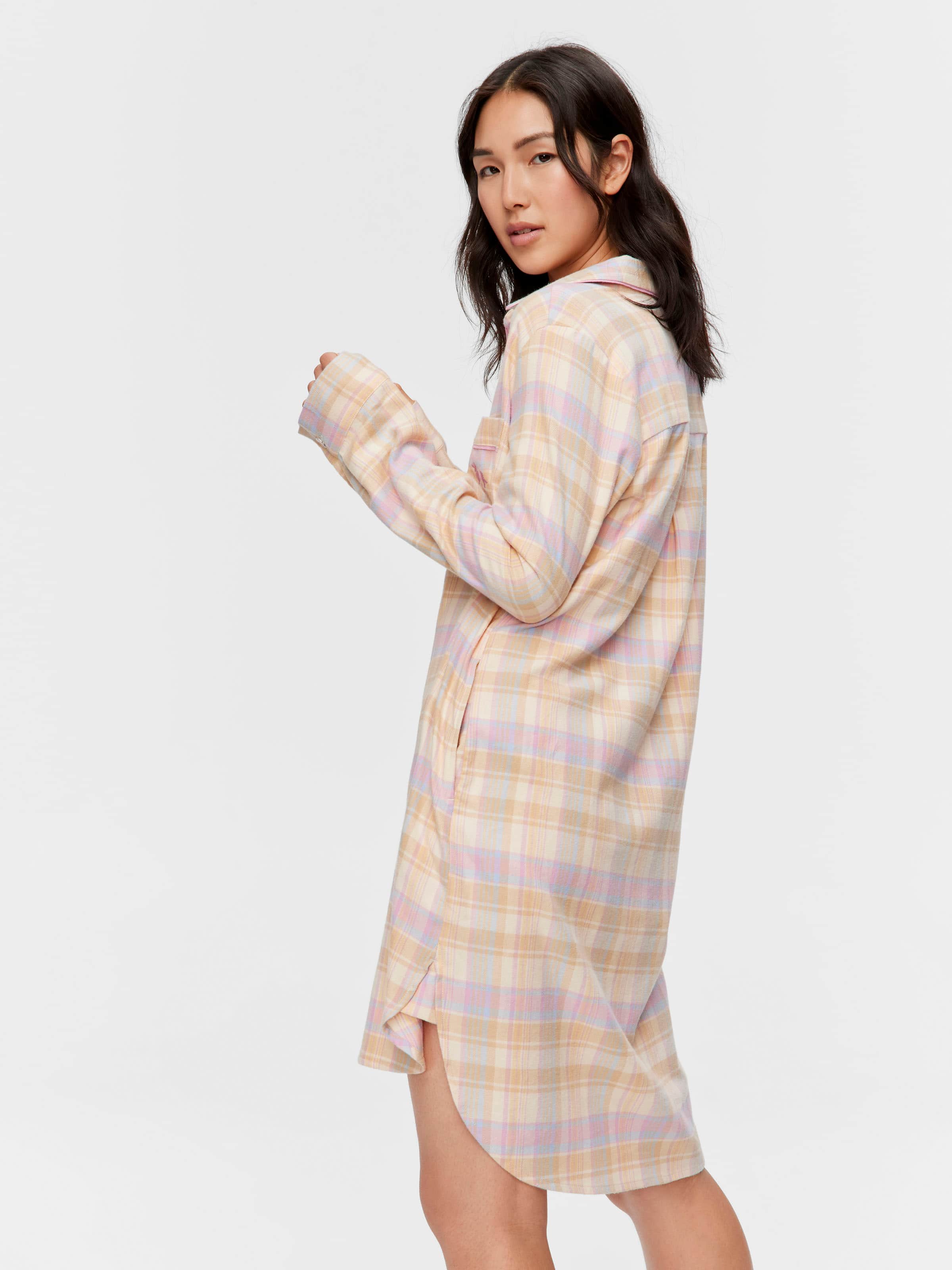 Image for Toffee Check Flannelette Nightshirt from Peter Alexander