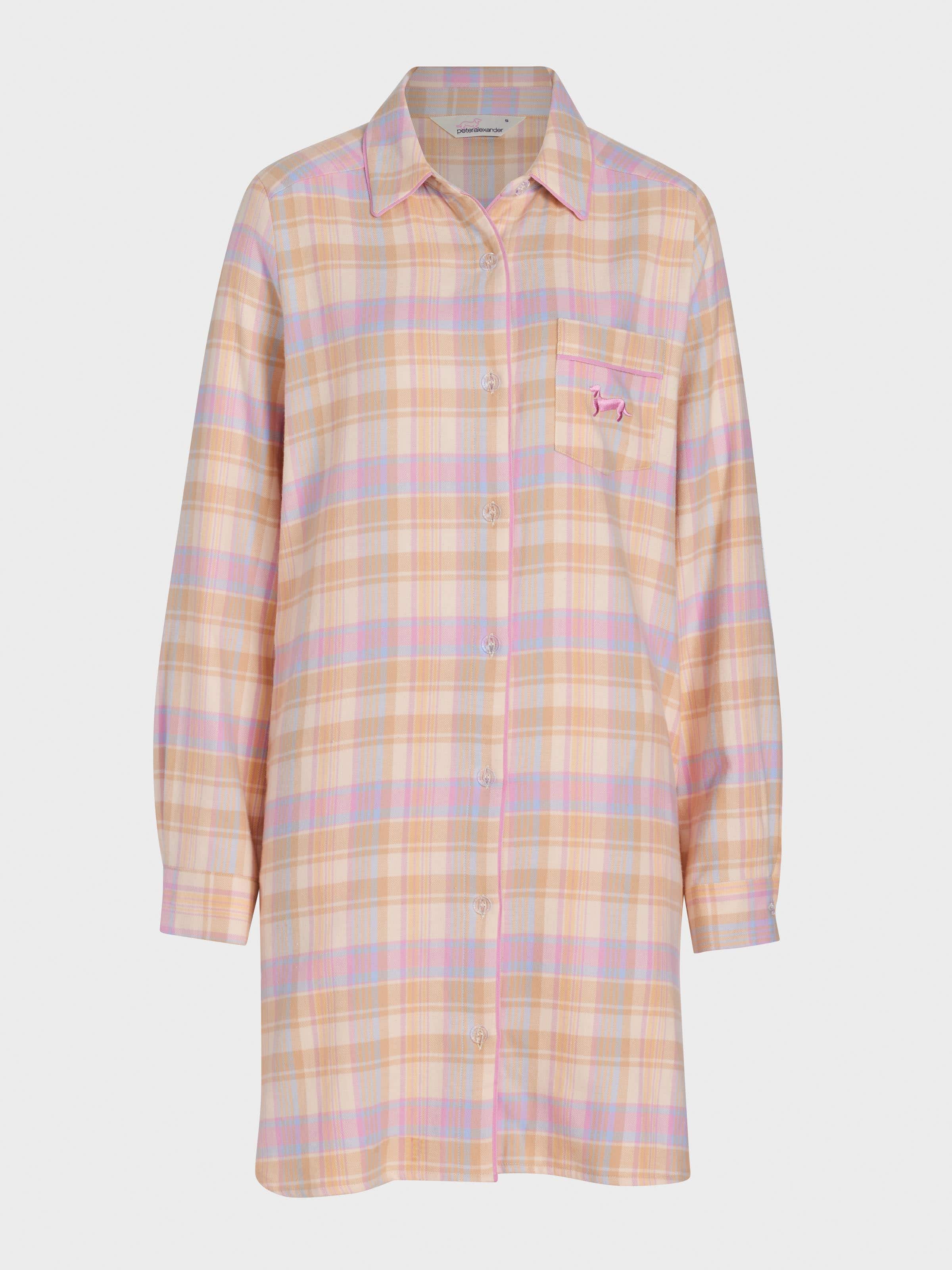 Image for Toffee Check Flannelette Nightshirt from Peter Alexander