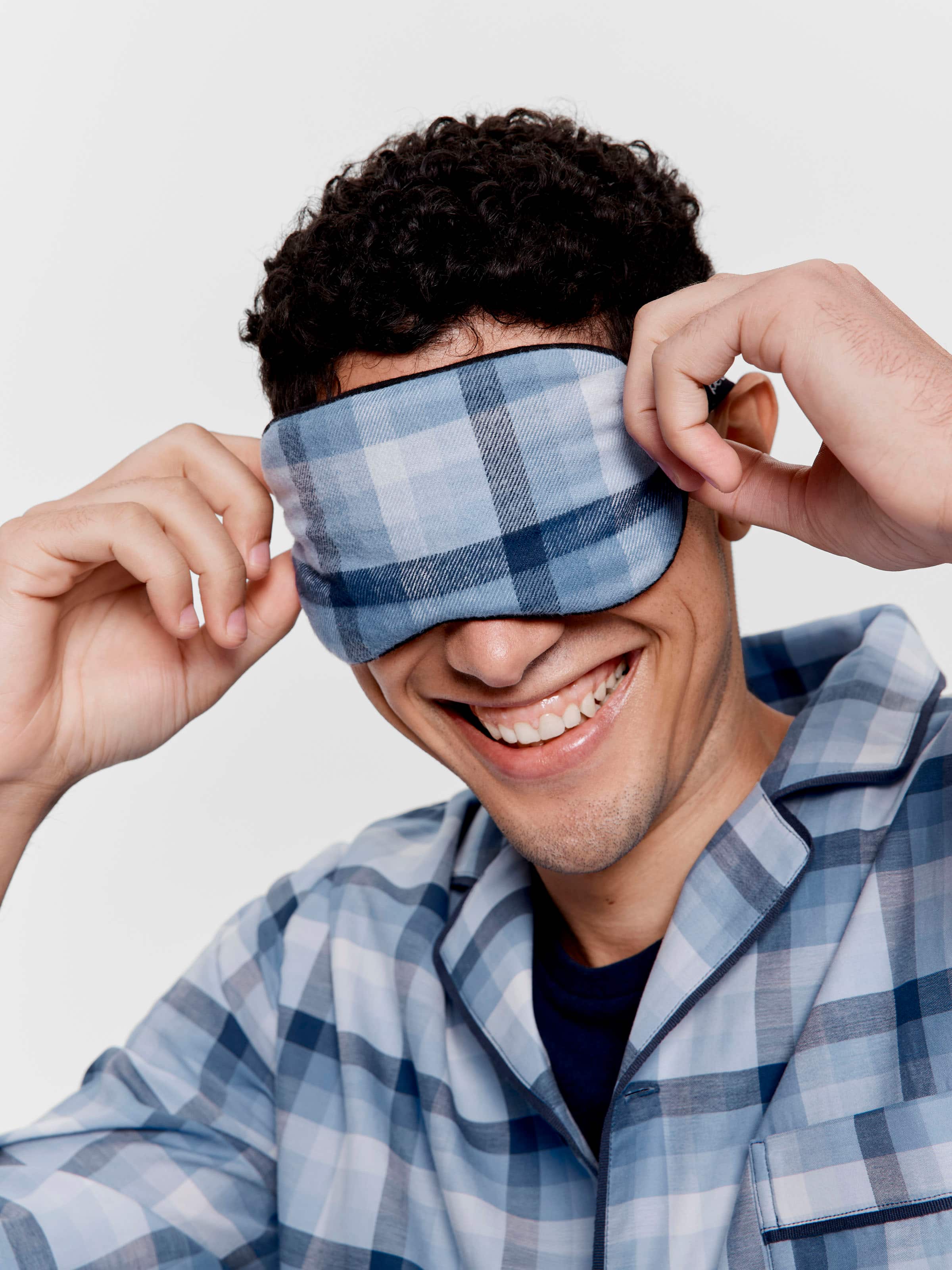 Image for Men's Mini Check Eye Mask from Peter Alexander