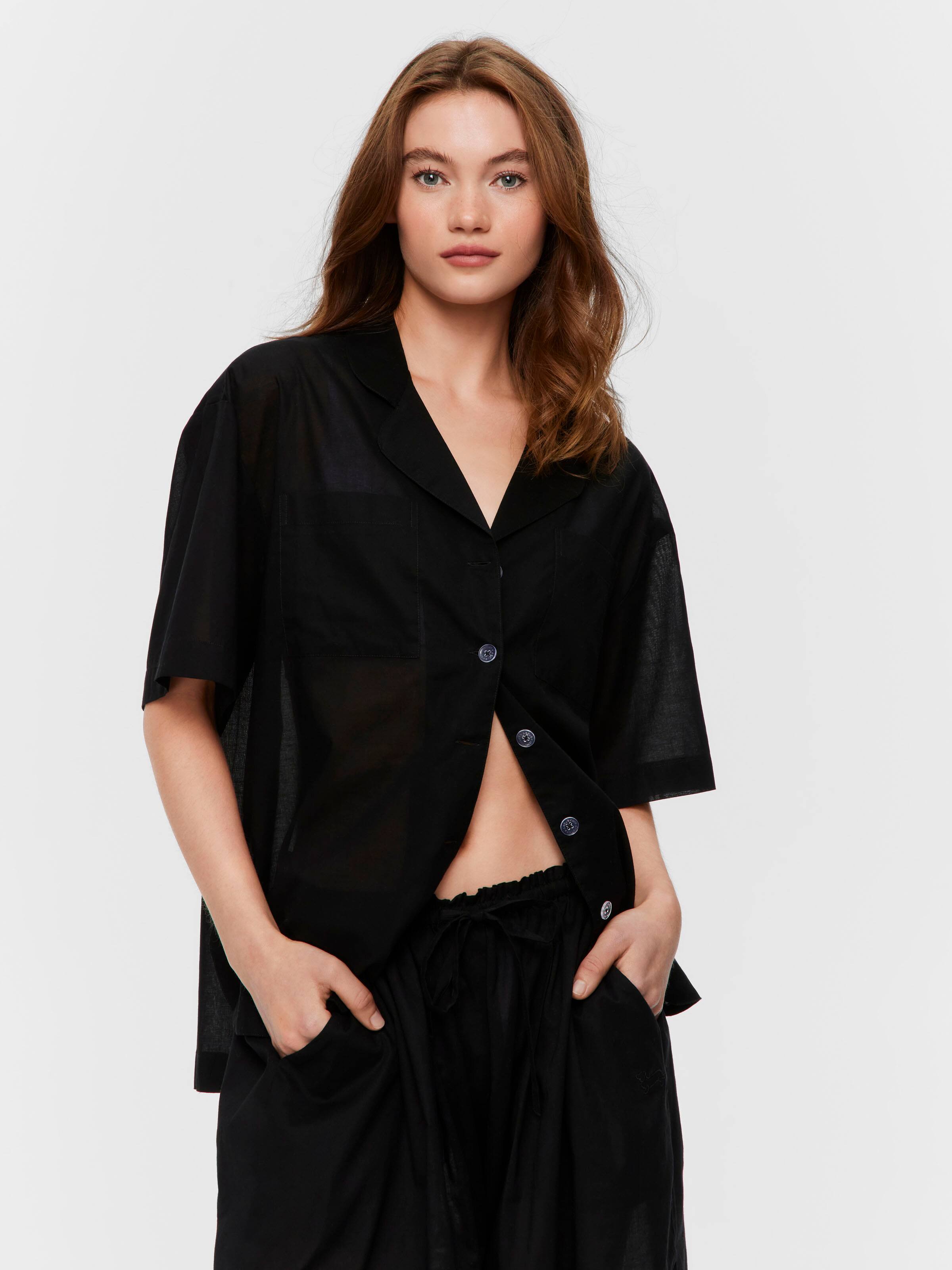 Black 100% Cotton Short Sleeve Shirt