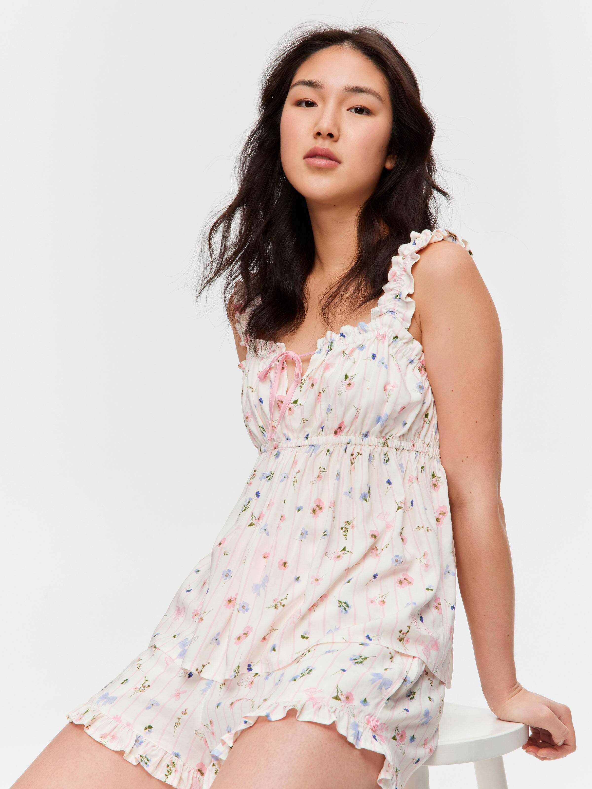 Ditsy Floral Ruffle Shortie Pj Set