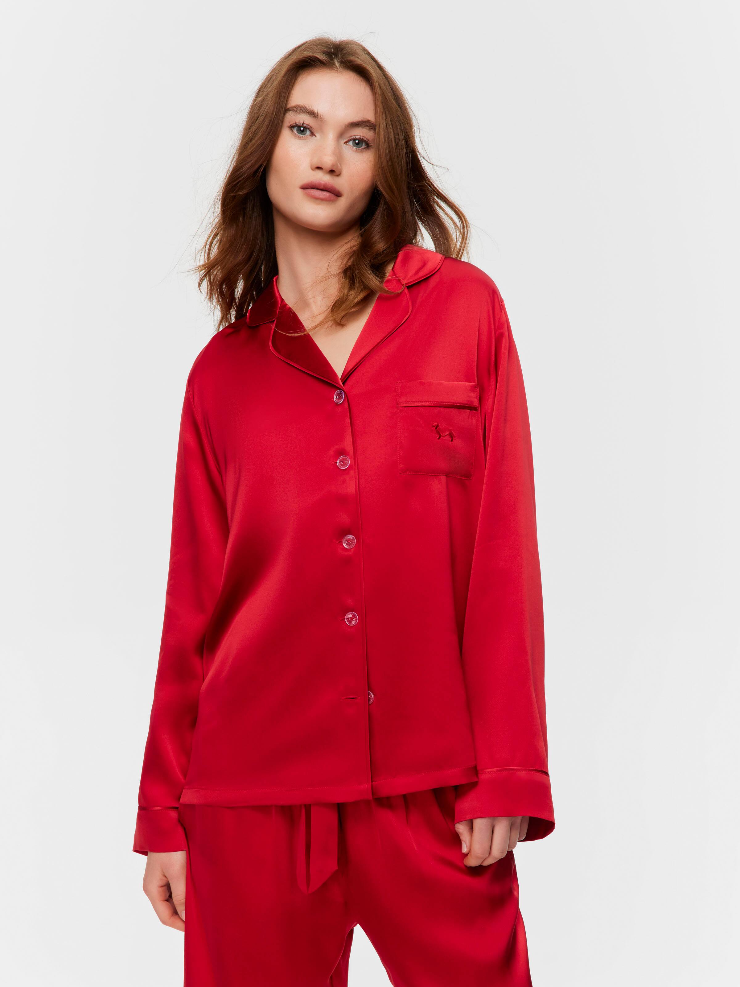 Ruby Red 100% Mulberry Silk Long Pj Set