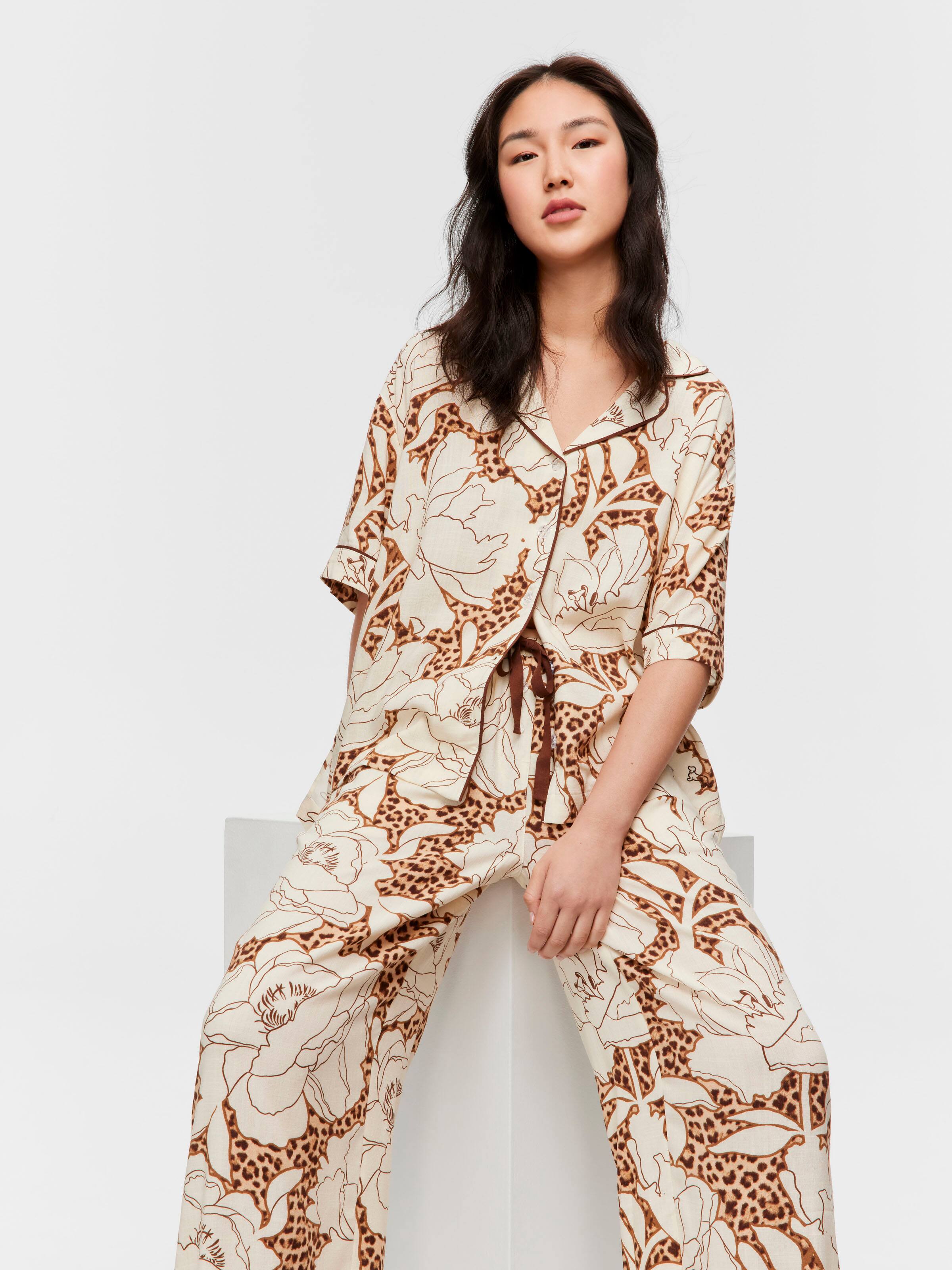 Rose Print Short Sleeve Classic Pj Set