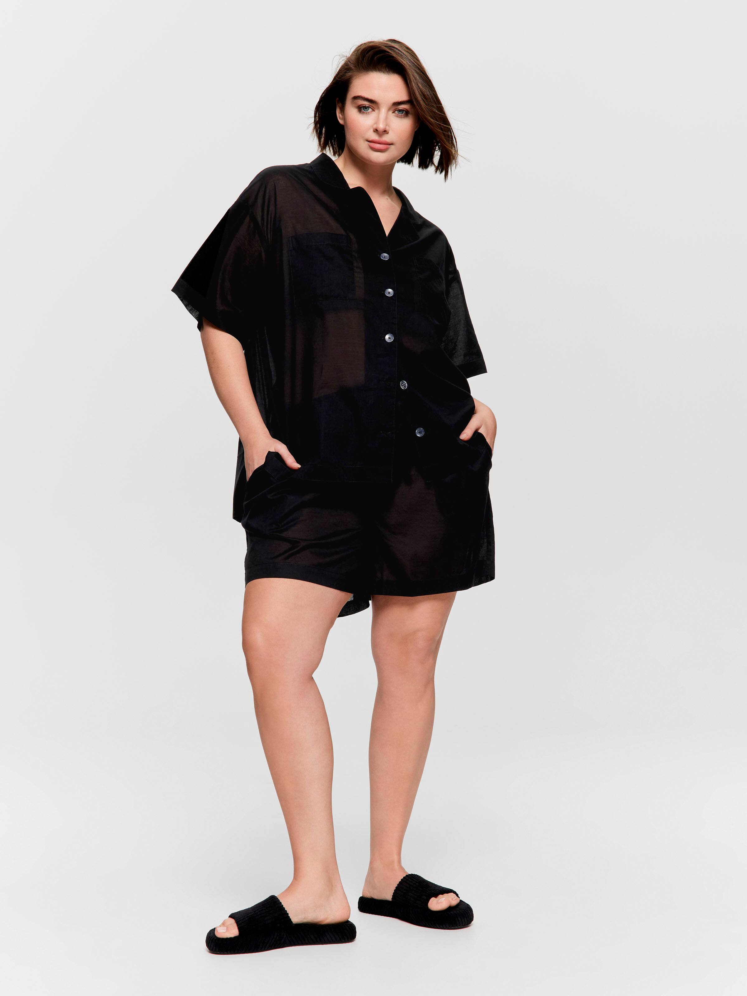 P.A. Plus Black 100% Cotton Long Short