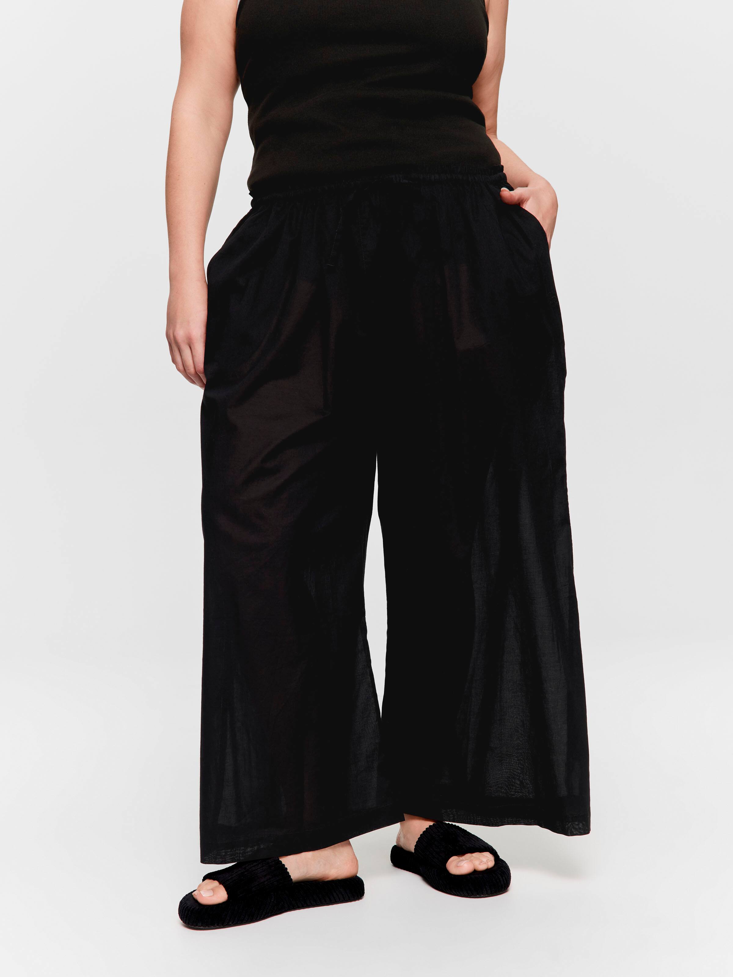 P.A. Plus Black 100% Cotton Wide Leg Pj Pant