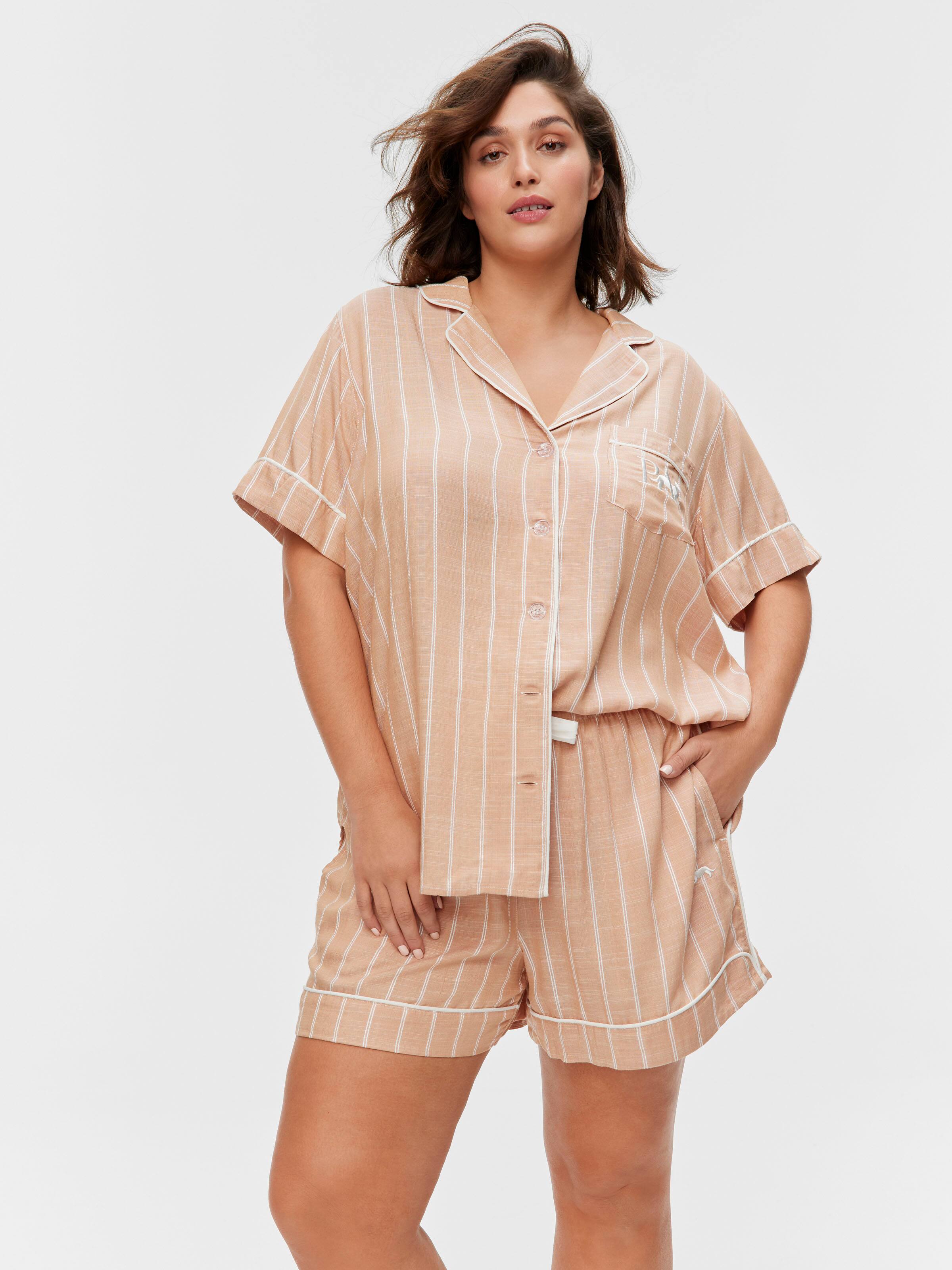P.A. Plus Chocolate Stripe 100% Textured Viscose Mid Short
