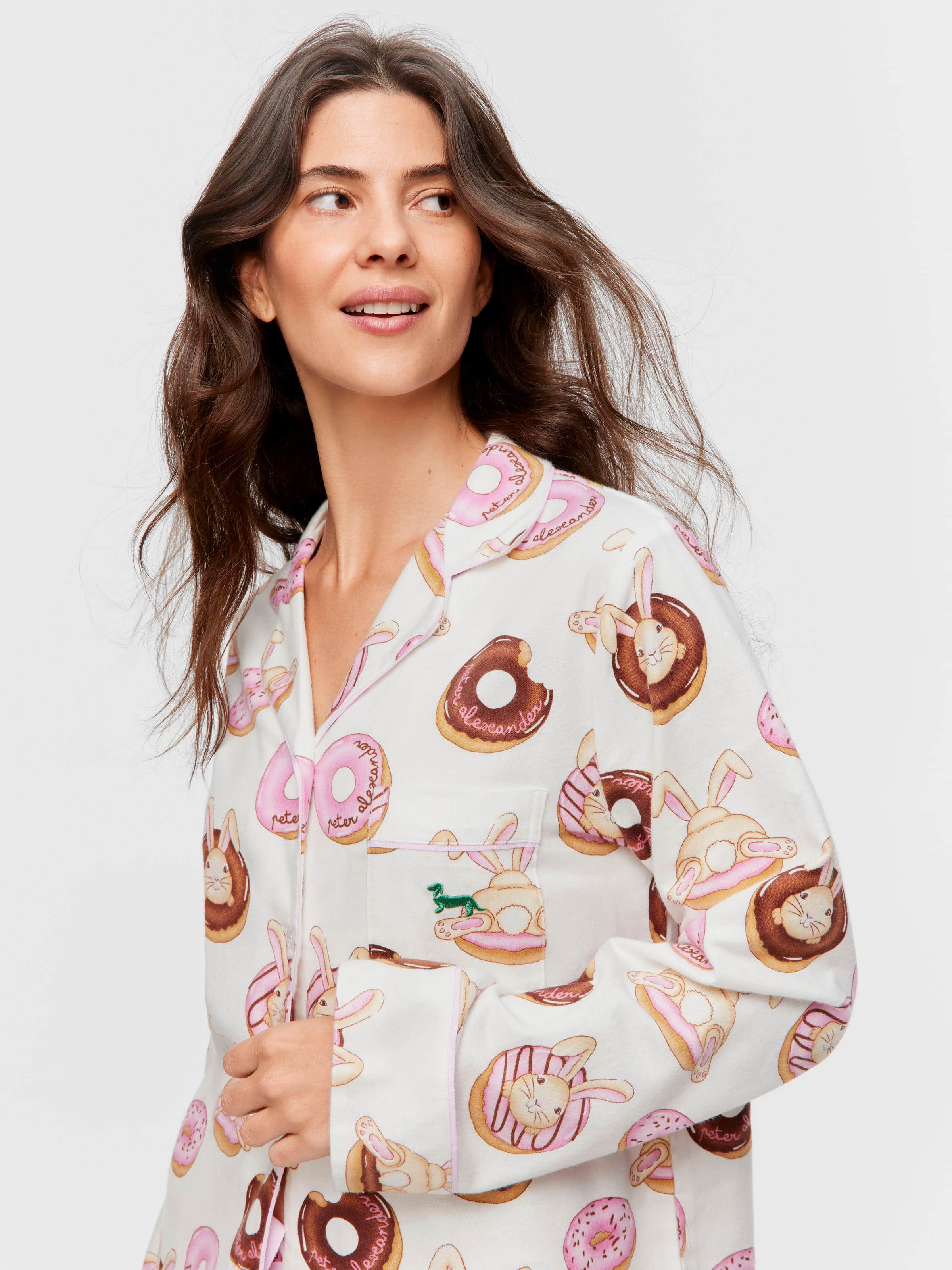 Image for Krispy Kreme Pink Bunnies Bamboo Flannelette Long Pj Set from Peter Alexander