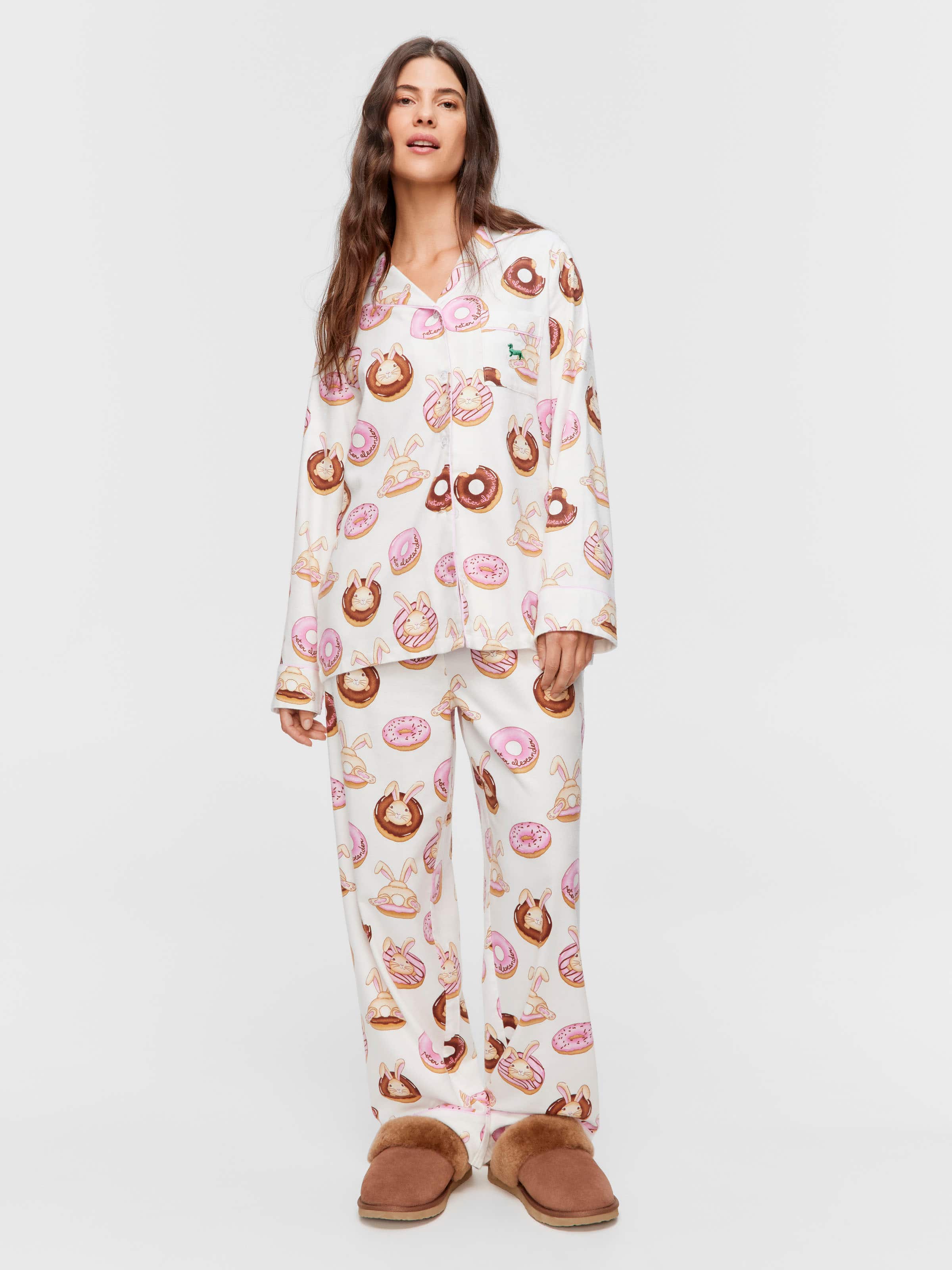 Image for Krispy Kreme Pink Bunnies Bamboo Flannelette Long Pj Set from Peter Alexander