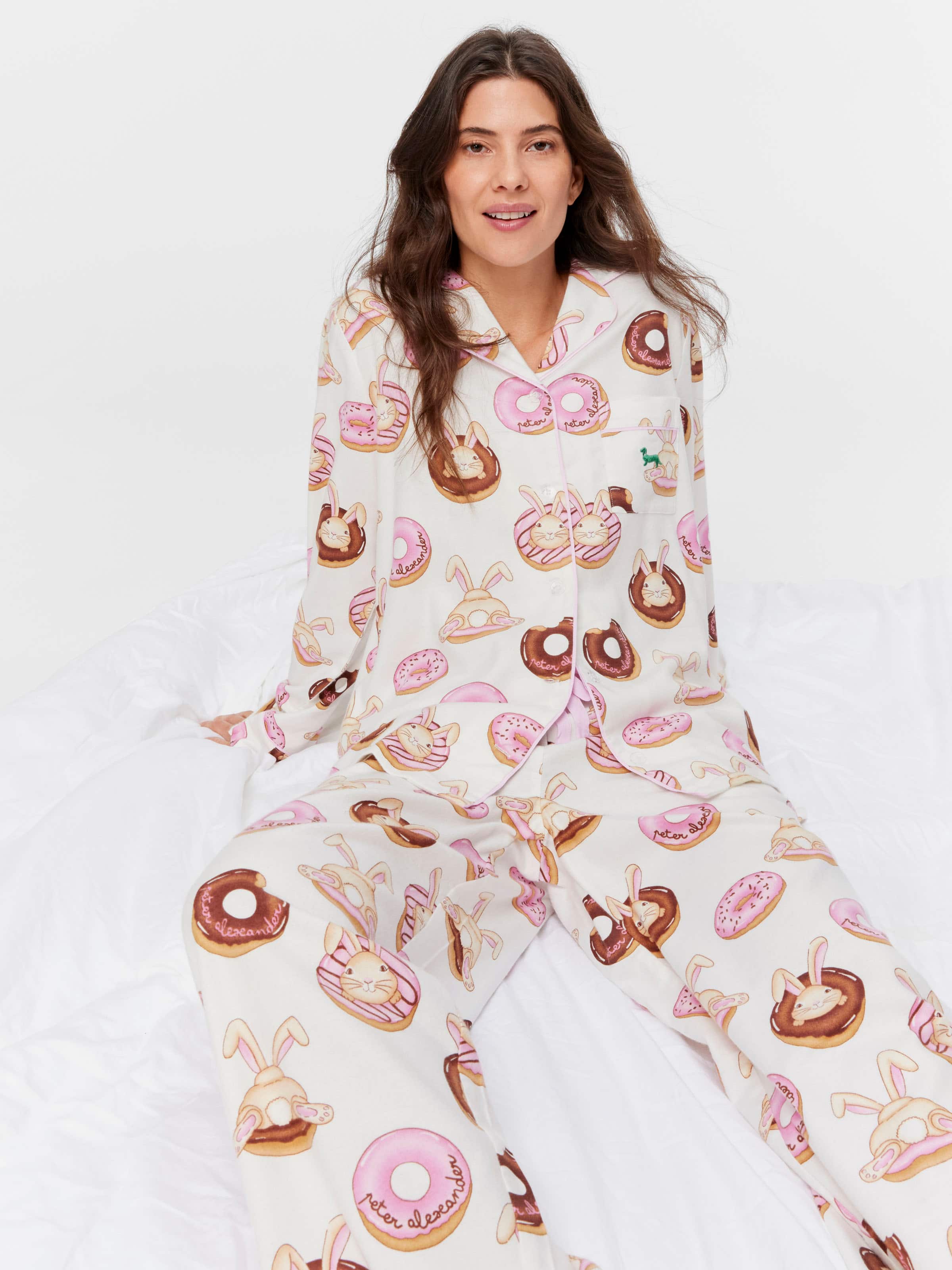 Image for Krispy Kreme Pink Bunnies Bamboo Flannelette Long Pj Set from Peter Alexander