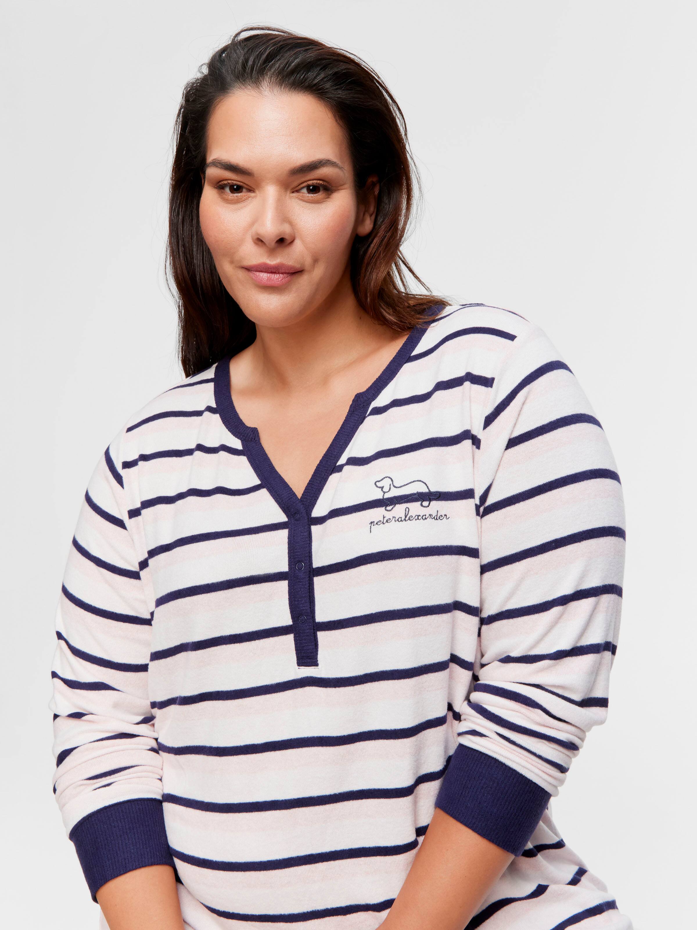 Image for P.A. Plus Fuzzy Stripe Henley Long Sleeve Nightie from Peter Alexander