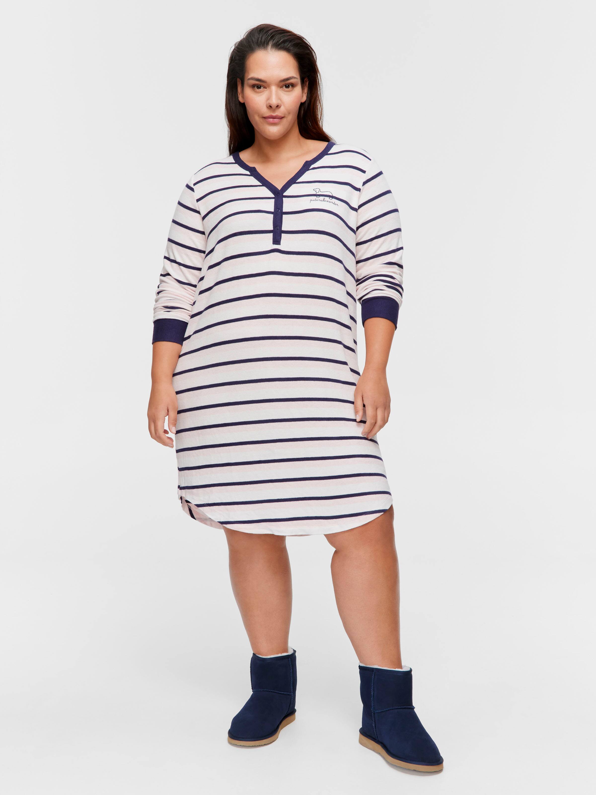 Image for P.A. Plus Fuzzy Stripe Henley Long Sleeve Nightie from Peter Alexander