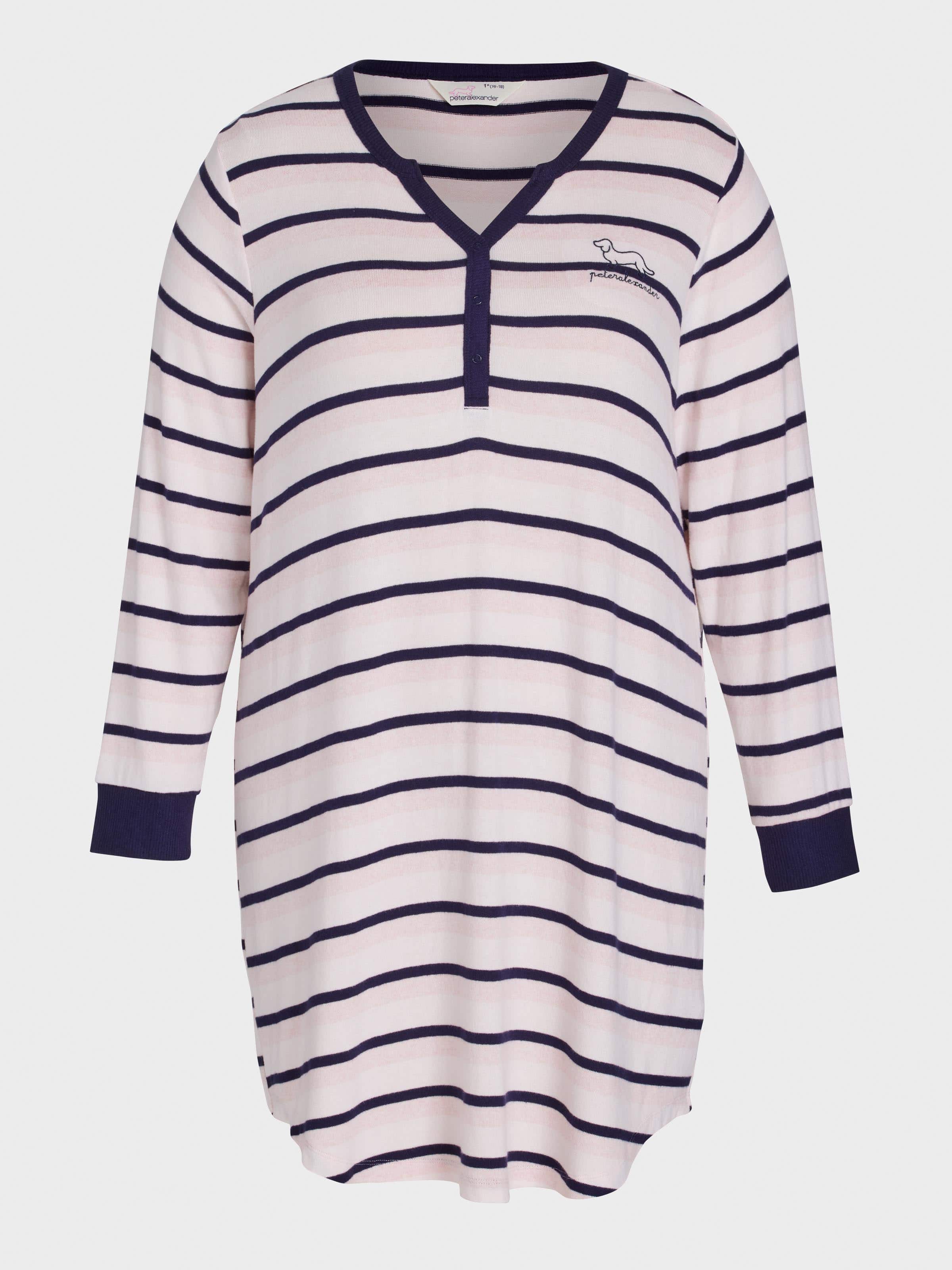 Image for P.A. Plus Fuzzy Stripe Henley Long Sleeve Nightie from Peter Alexander