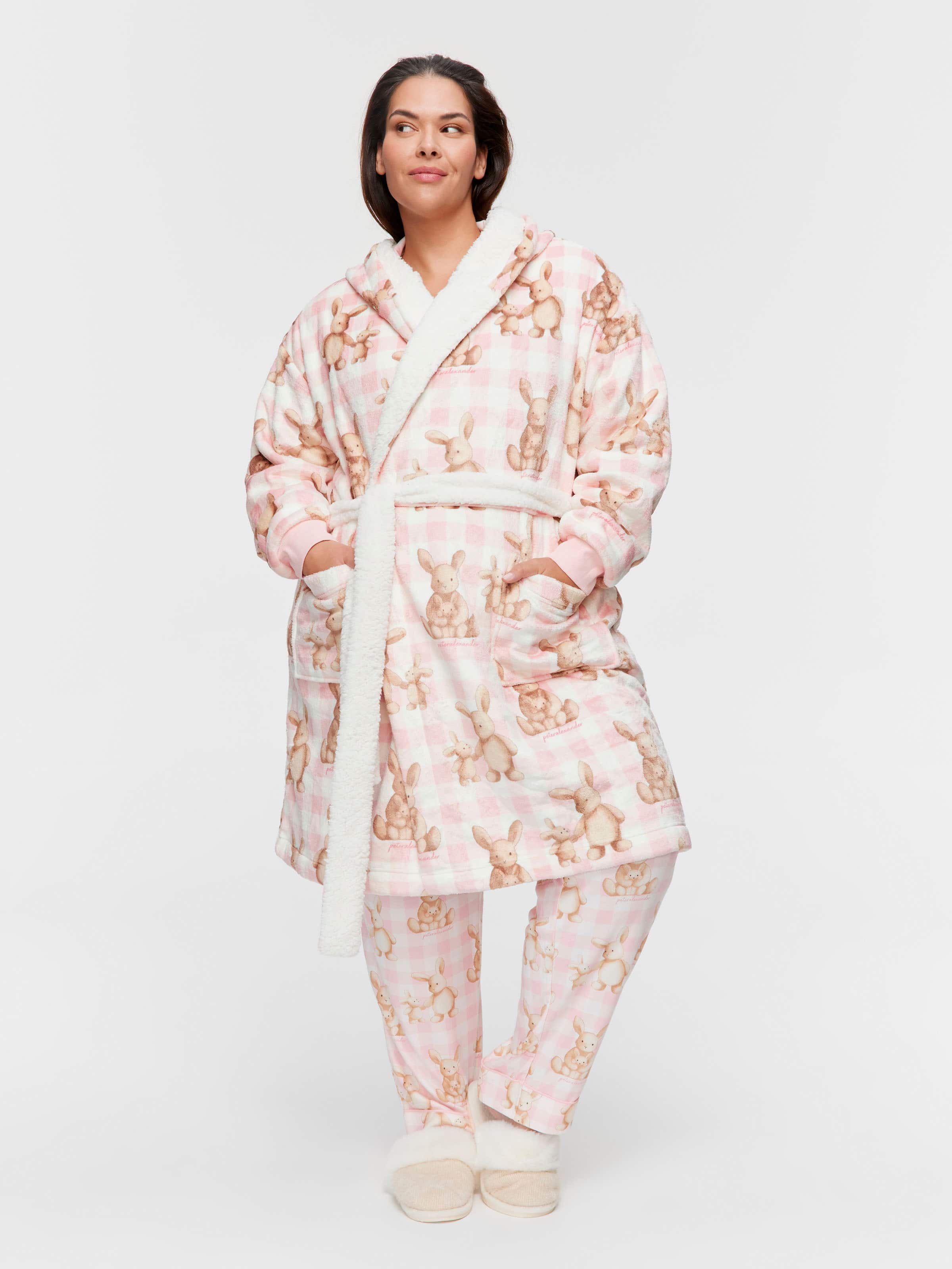 rabbit dressing gown ladies P.A. Plus Soft Bunny Fleece Hooded Nightwear