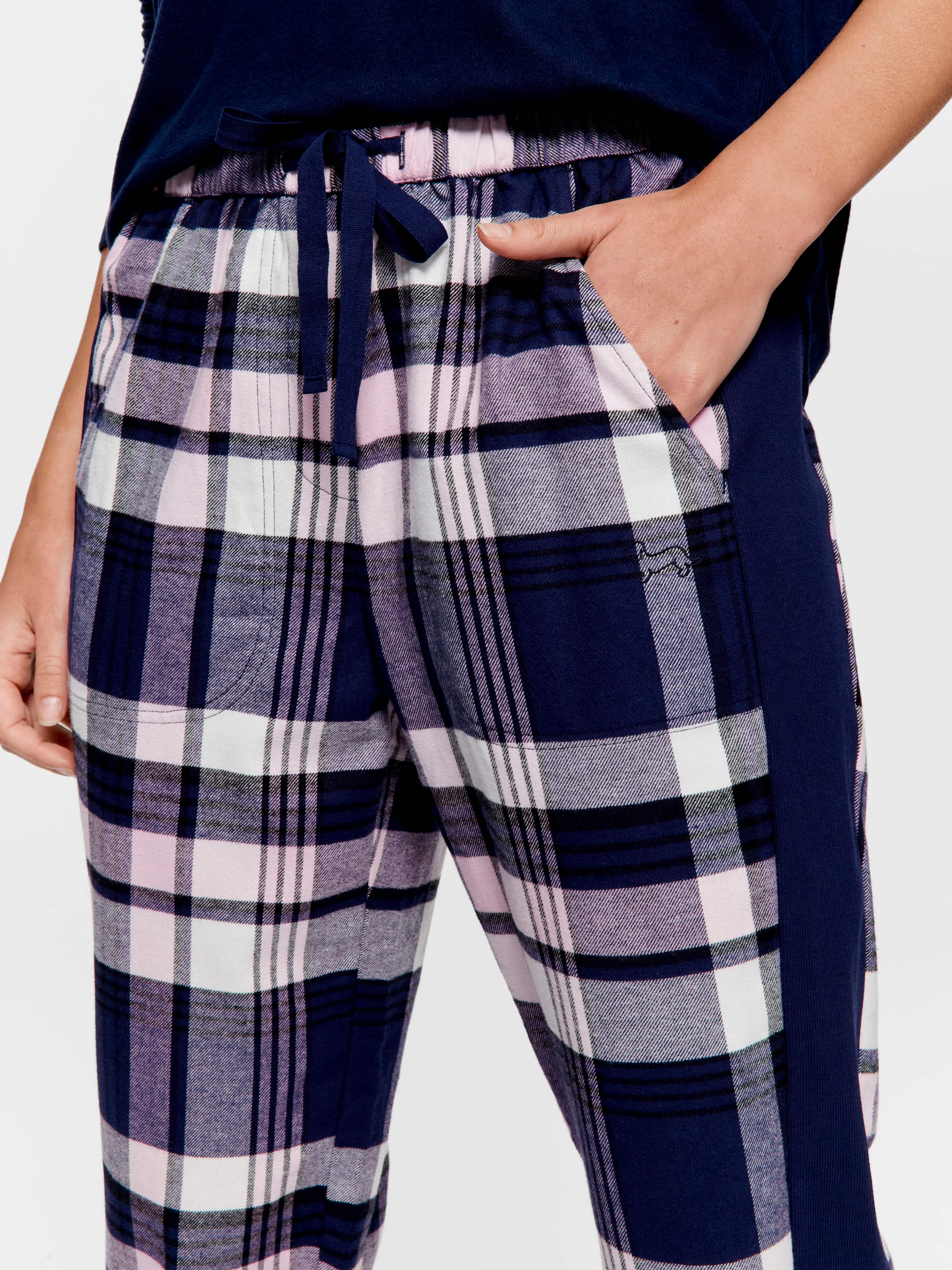 Image for Navy Check Legwarmer Flannelette Pj Pant from Peter Alexander