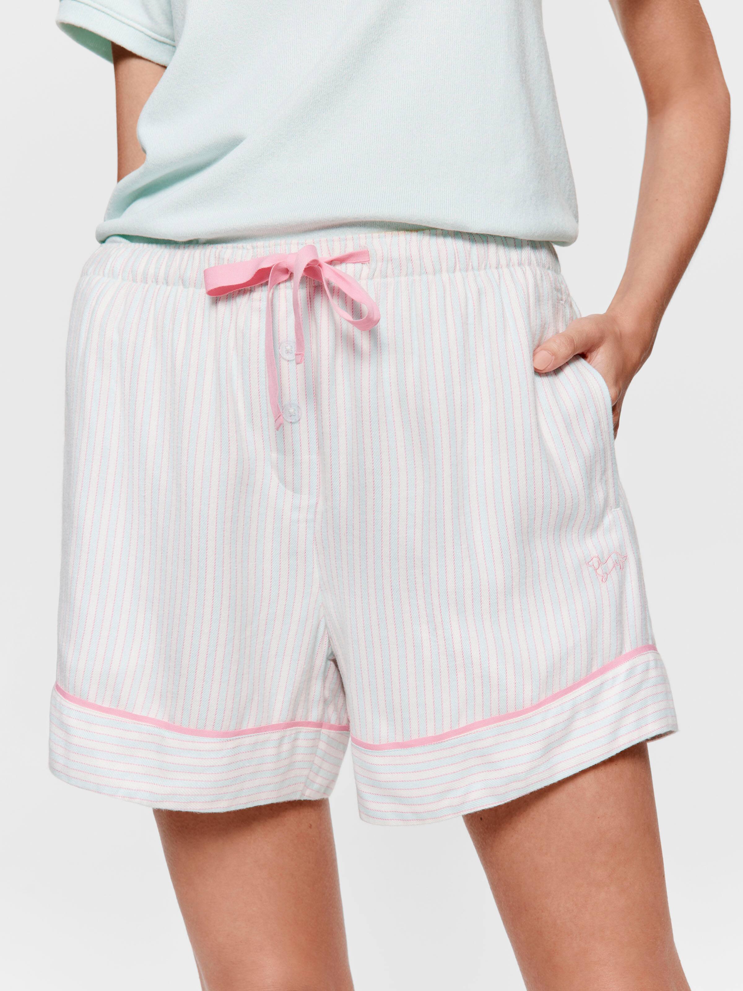 Mint Candy Stripe Viscose Flannelette Mini Tux Short