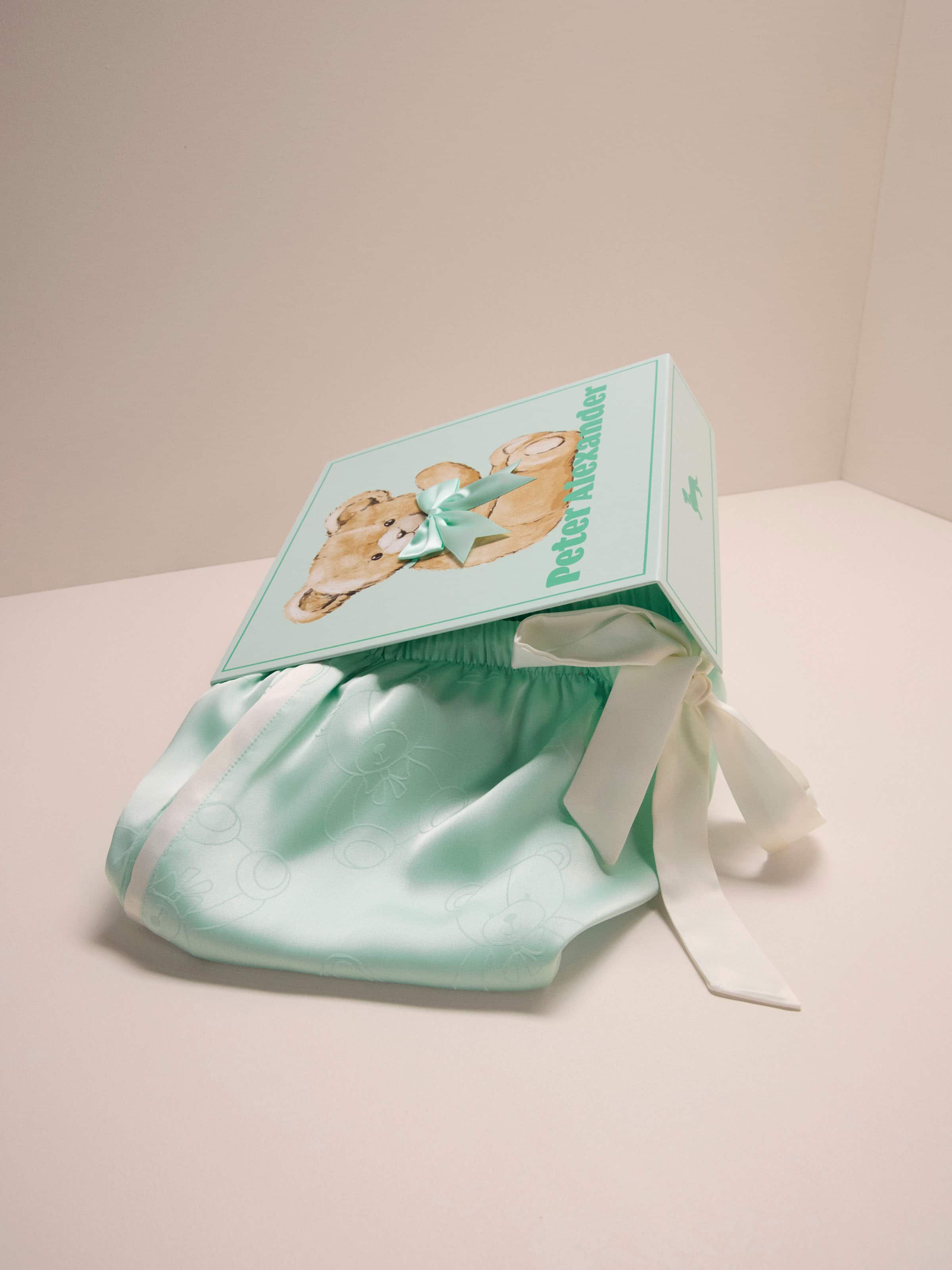 Image for Mint Teddy Bears Chic Satin Shortie Pj Set from Peter Alexander
