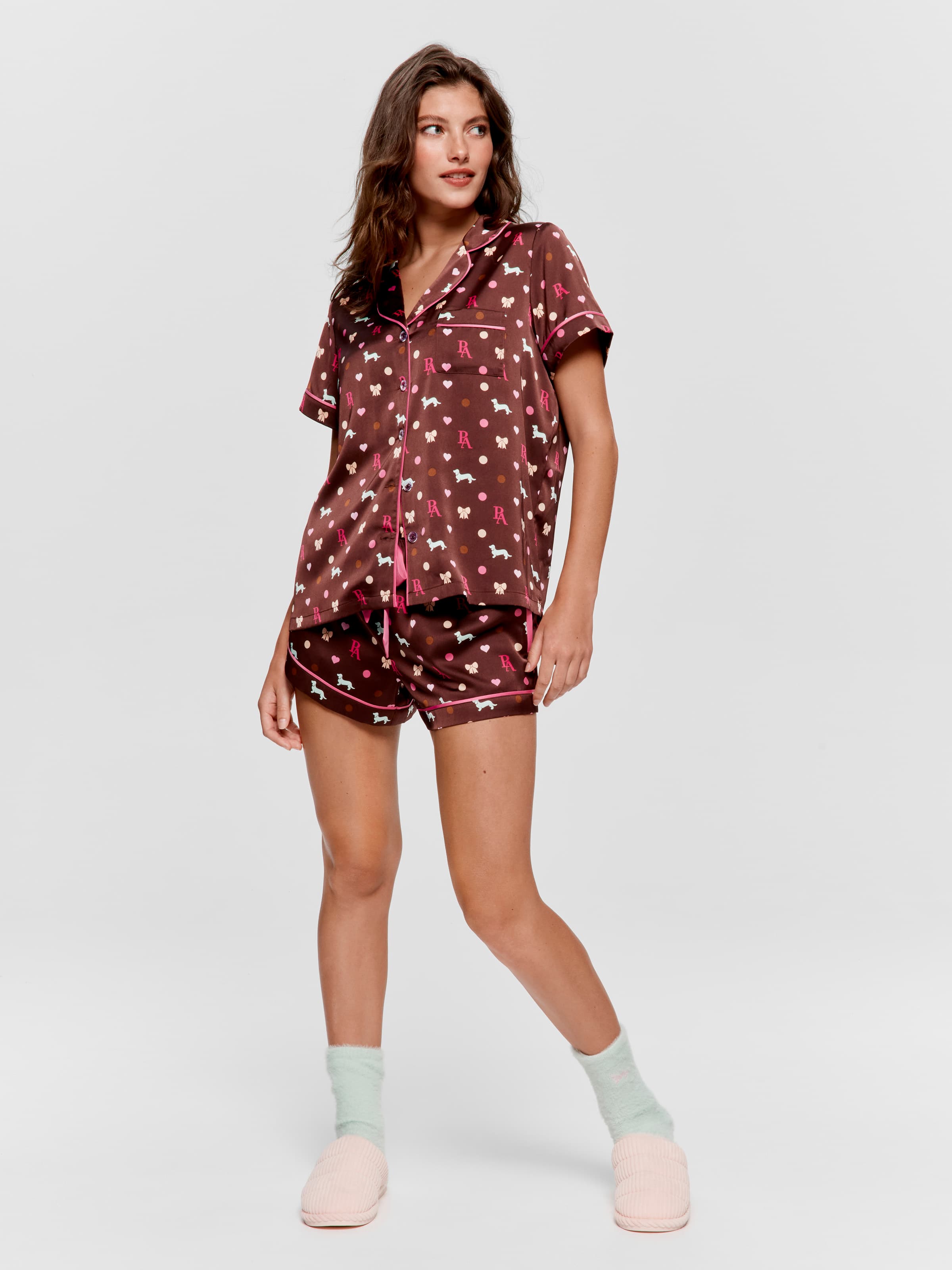 Image for Penny Bow Chic Satin Shortie Pj Set from Peter Alexander